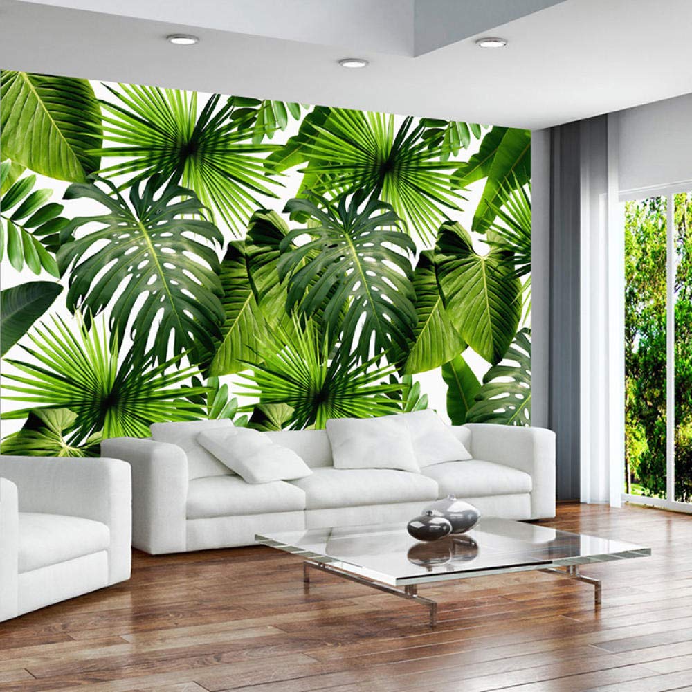 Moderna Foresta Pluviale Fresca Piante Foglie Di Banana Pastorale Murales Soggiorno Camera Da Letto Paesaggio 3D Sfondo Carta Da Parati Decorazioni Per La Casa 300Cm(W)×210Cm(H)