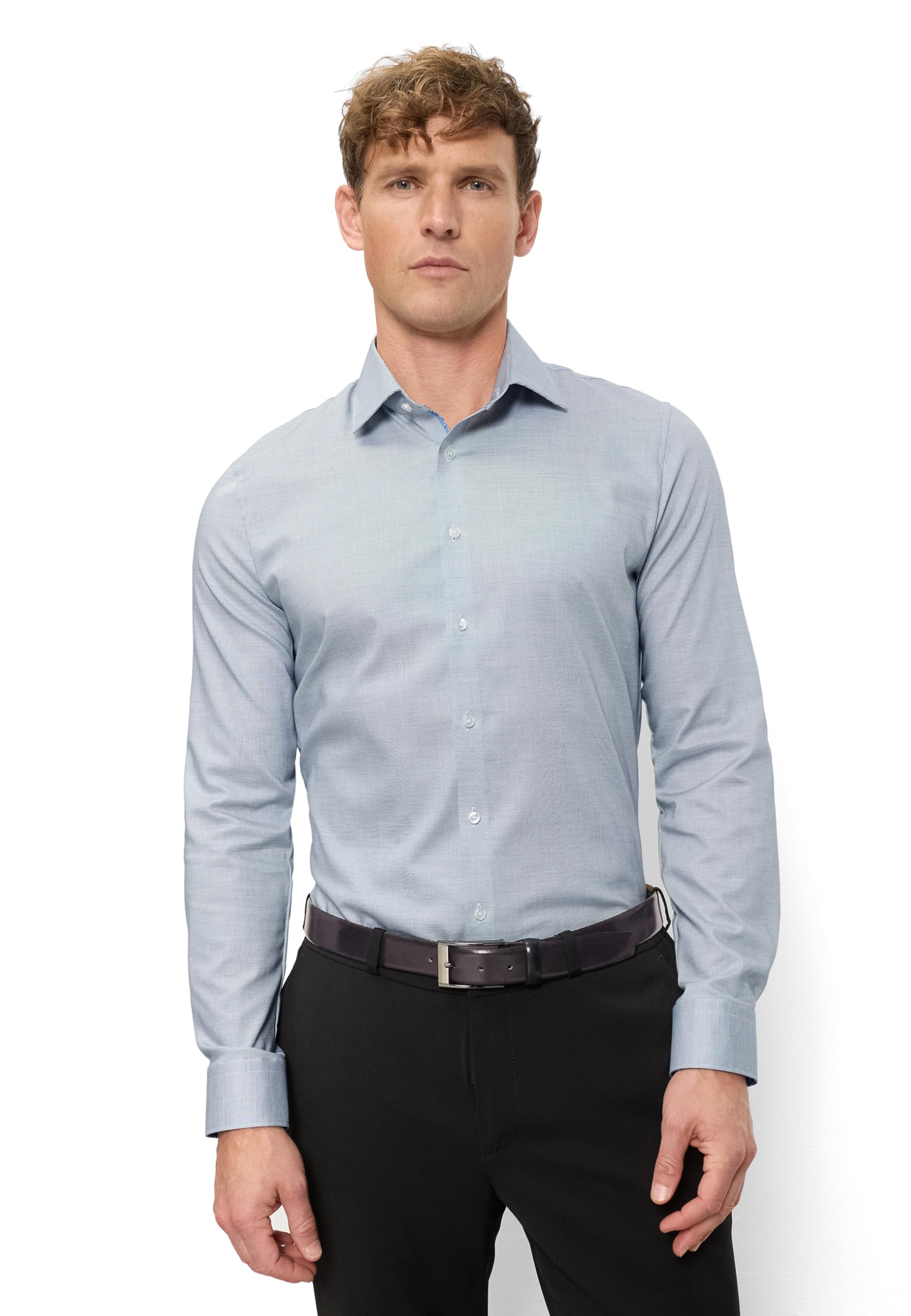 OLYMP Herren Oberhemd Langarm 252014,Einfarbig,375 No 6 six - super Slim (H16),Kent-Kragen