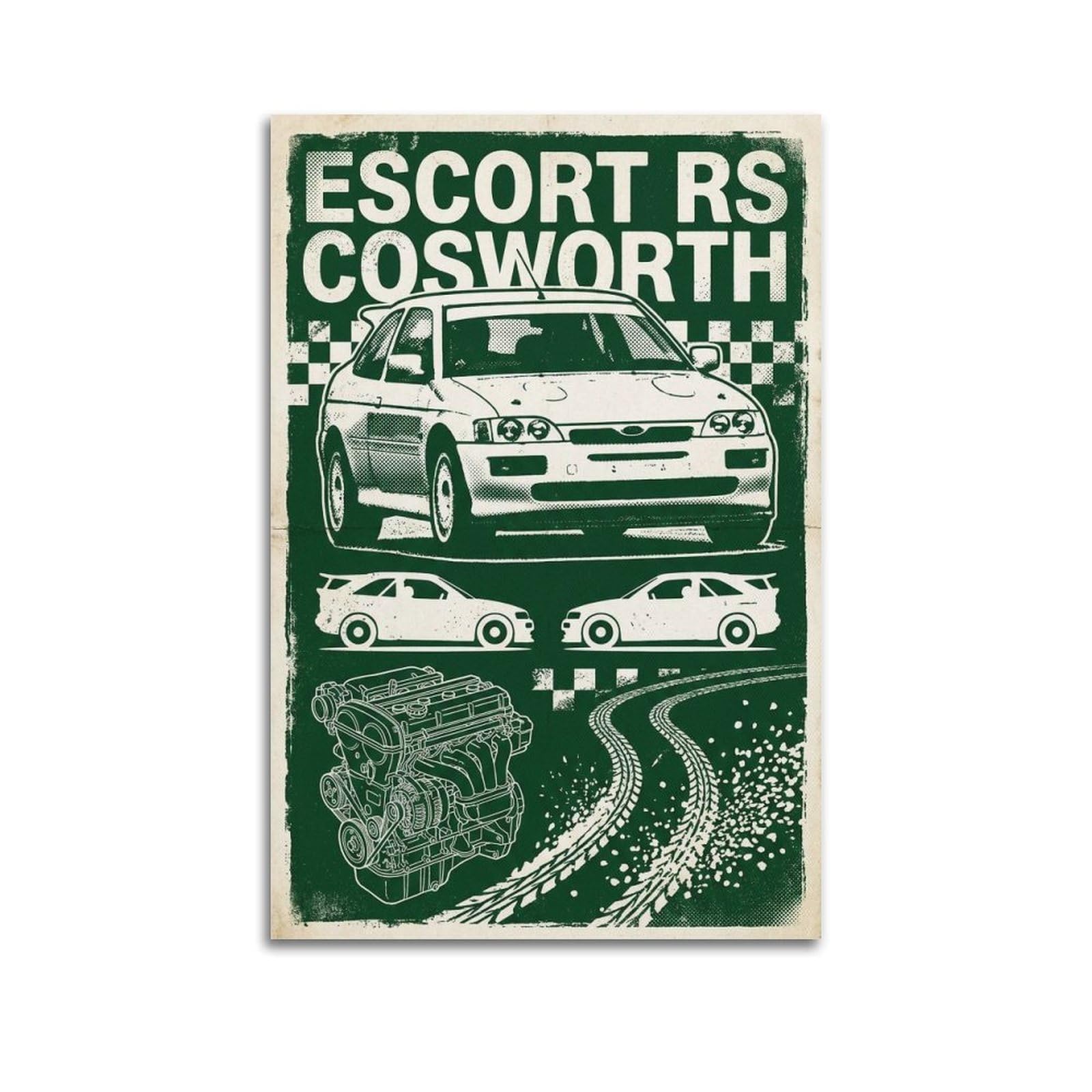Xkuga Boys Unframe-Style Motorsport Rally Car Poster Escort Rs Cosworth Racing Performance Modern Decorative Canvas Prints - Ideal Wall Art For Family, Man Cave, Game Room, & Girls Bedroom 20X30inch(50X75cm)