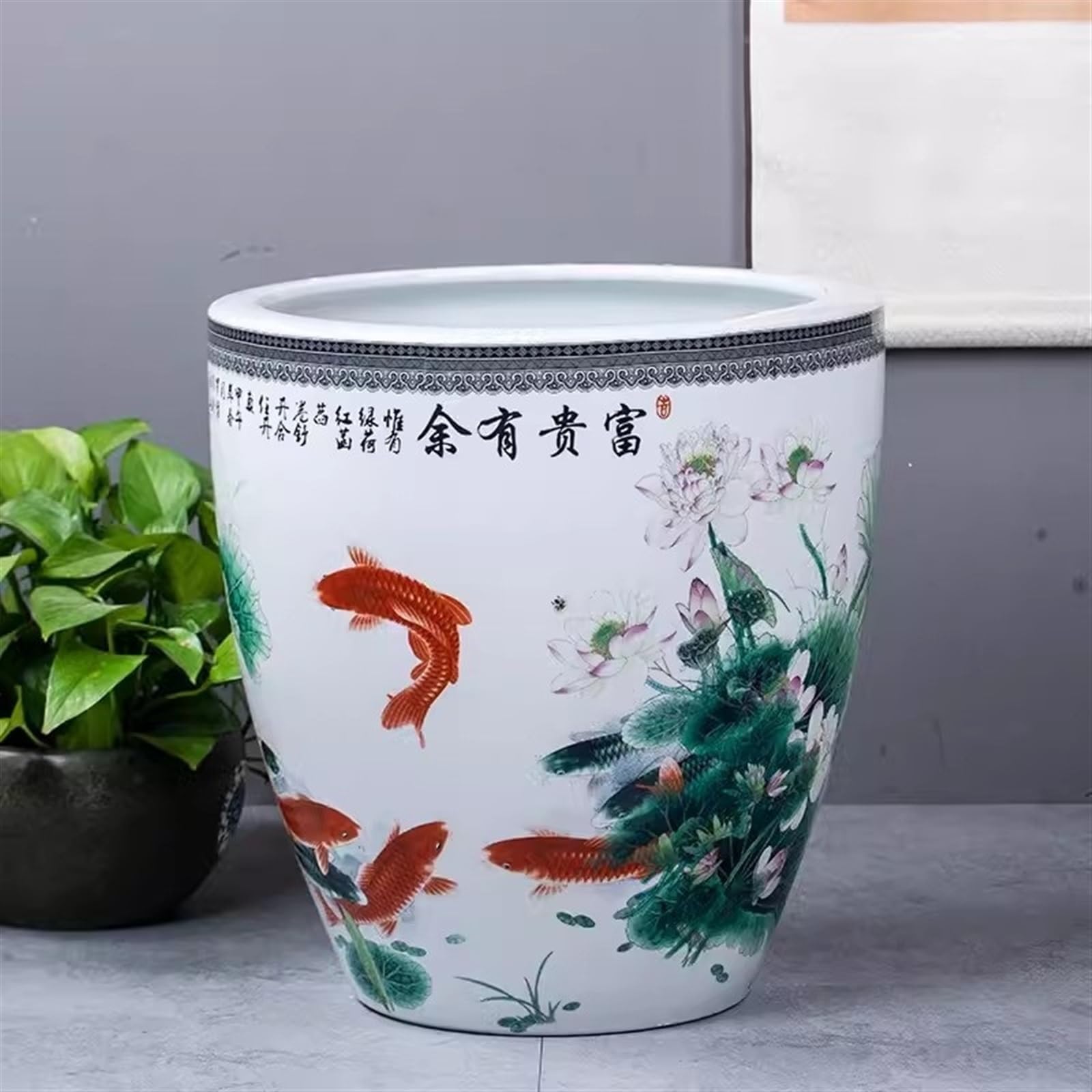 Mały Vintage Ceramic Fish Tank Hydroponiczny Lotos Wodny Kwiat Lilia Doniczka Zbiornik Na Wodę Zewnętrzny Patio Salon Dekoracja Złota rybka(Mały)