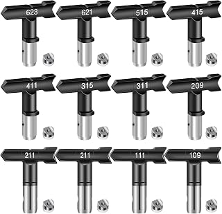 Spray Nozzle Spray Tip Airless Paint Sprayer Tips Reversible Spray Tip Airless Spray Nozzles Tip Paint for Airless Spraying Machine for Homes Buildings Garden Decks Fences (12PCS)