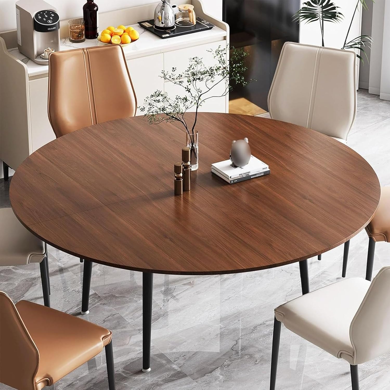 Portable Round Foldable Table top, Commercial Large Round Foldable Tables top Extender,47/55/59/63//70/78inch Diameter,for Party Events,No Legs Tables Tops Only(Brown,47in)