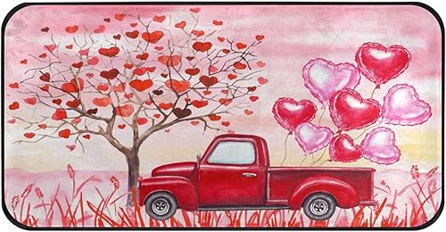 Alfombras de cocina para el día de San Valentín alfombra de baño con diseño de corazones rojos alfombra cómoda antideslizante para baño interiores