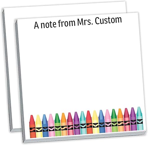 Miniatura 6 de Notas adhesivas personalizadas con tu texto, diseño de crayón, idea única de regalo para profesores, nombre personalizado, bloc de notas adhesivas