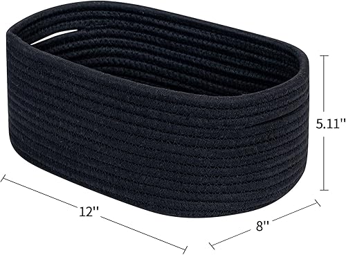 Miniatura 6 de CubesLand Lindas Cestas Canastas Negras, Pequeñas Cestas de Almacenamiento Tejidas para Estante, Cesta para Guardería de Bebé, Cesta Organizadora