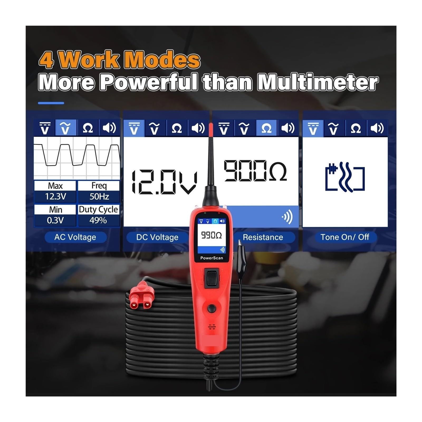 Tester di Resistenza Digitale 1.36 PS100 Auto Circuit Tester Diagnostico AVOmeter Strumento di Test Automotive OBD2 Scanner(PS100)