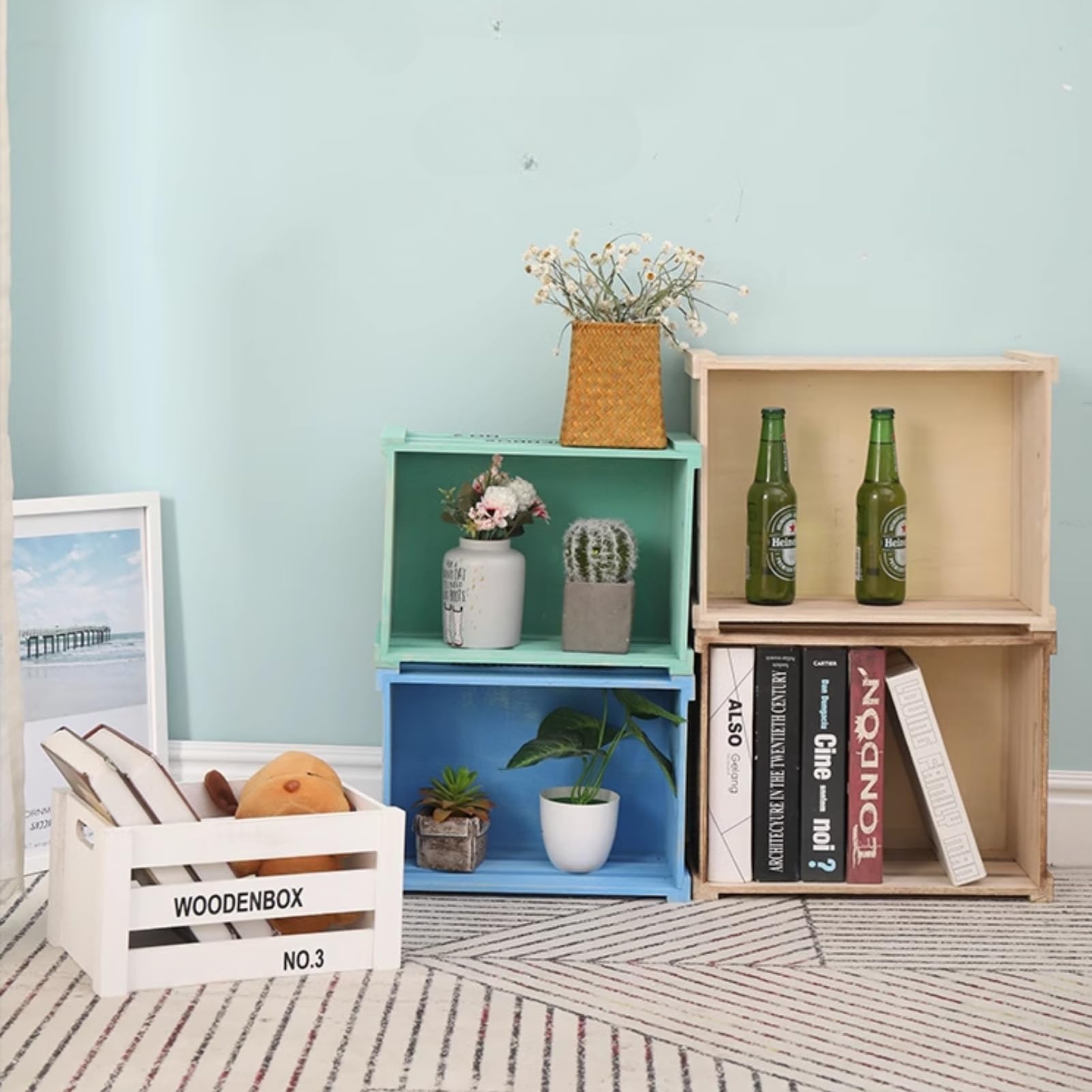 Snapklik.com : Decorative Wood Crates, 3 Pack Nesting Crates Farmhouse ...