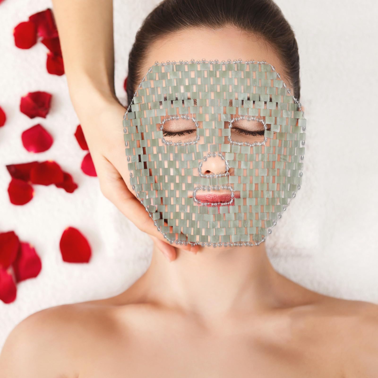 Ciieeo Jade Augenmaske mit Kühl und Wärmefunktion zur Hautpflege und Entspannung für Hause aus Echtem Jade Material als Massagegerät und Augenpflegehilfe