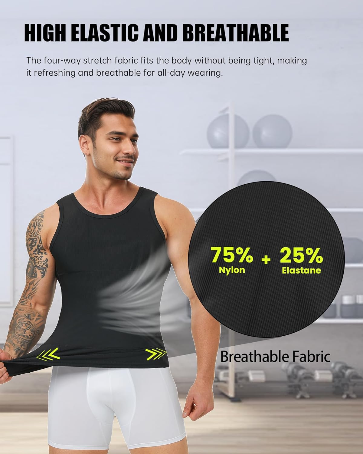Men's Compression Shirt Slimming Tank Top Gynecomastia Shapewear Undershirt Tummy Control Body Shaper - Image 5