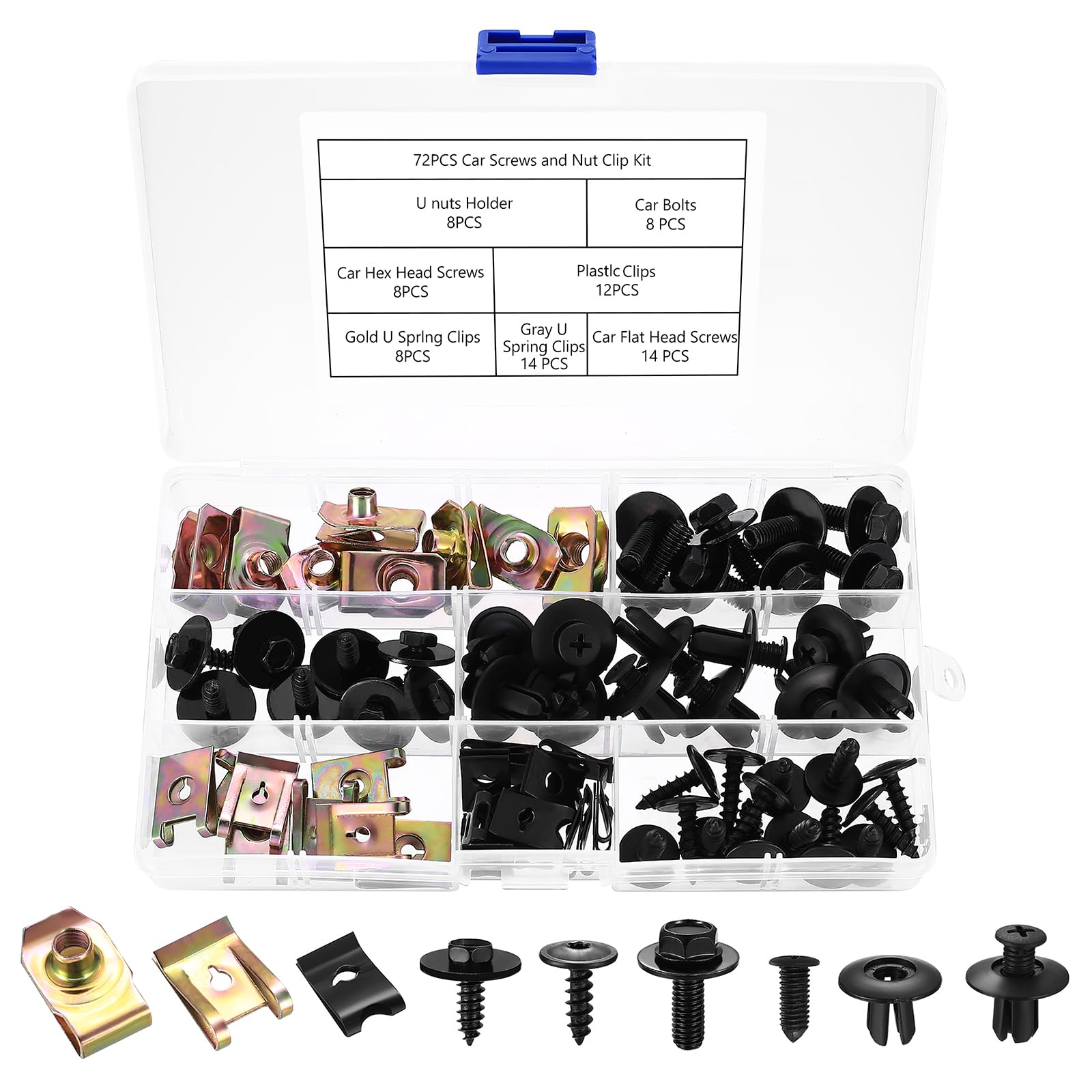 80-teiliges Blechmutter Set - Karosserieschrauben Mit Clips Für Auto Reparatur