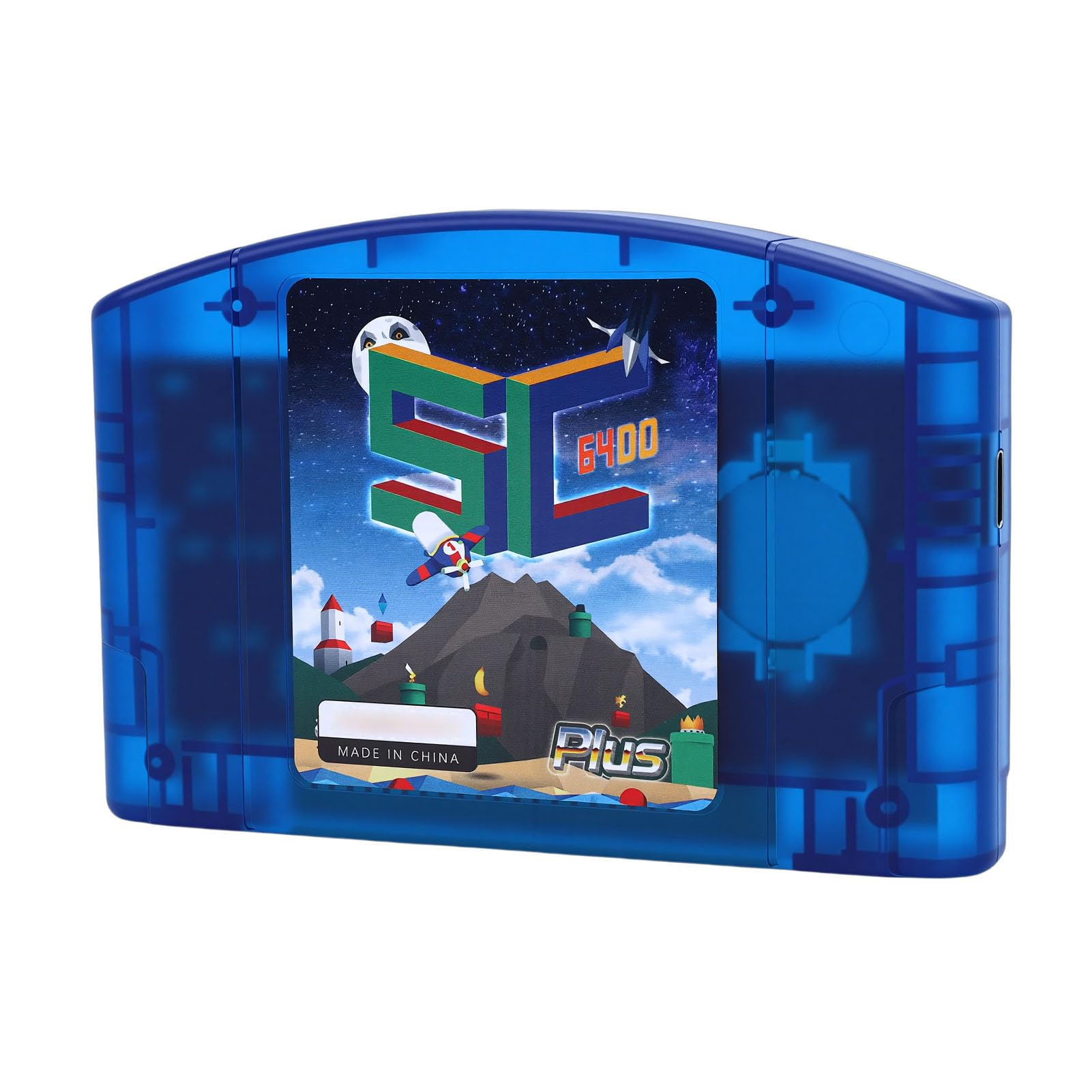 TIKATARER Kaseta Flash Typu Open Source do Konsoli do Gier N64, Karta Szybkiego Odczytu, Karta Gier Retro HD z małą kartą Pamięci 16 GB, Automatyczna Kopia Zapasowa (niebieski przezroczysty)