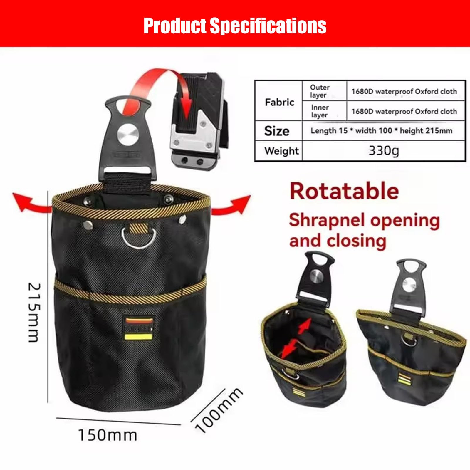 Bolsa De Herramientas Para Clavos Y Tornillos Con Clip Para Cinturón, Bolsa Organizadora Para Herramientas De Clavos De Rápida Colocación, Bolsa De Almacenamiento Para Tornillos Y Clavos Con Hebilla,A