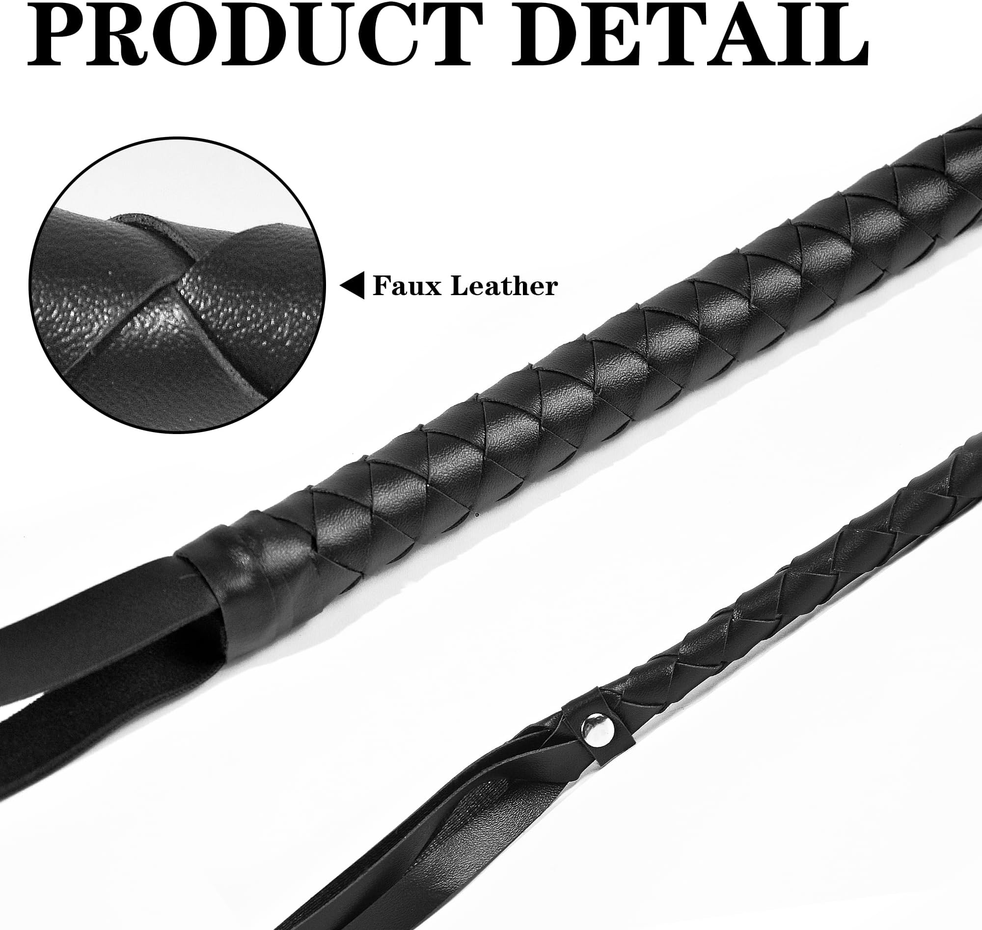 U-Goforst Faux Leather Black Whip - 6.5' Woven Costume Accessories Whips - 1 Piece