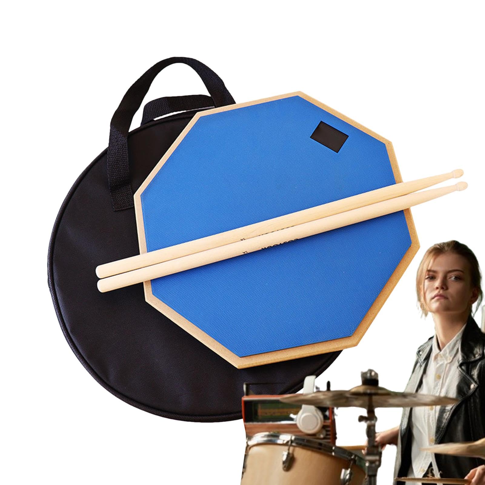 Set di tamburi per principianti, batteria portatile, silenzioso, da 30,5 cm, antiscivolo, ammortizzante, con bacchette, ideale per principianti e batteria a casa