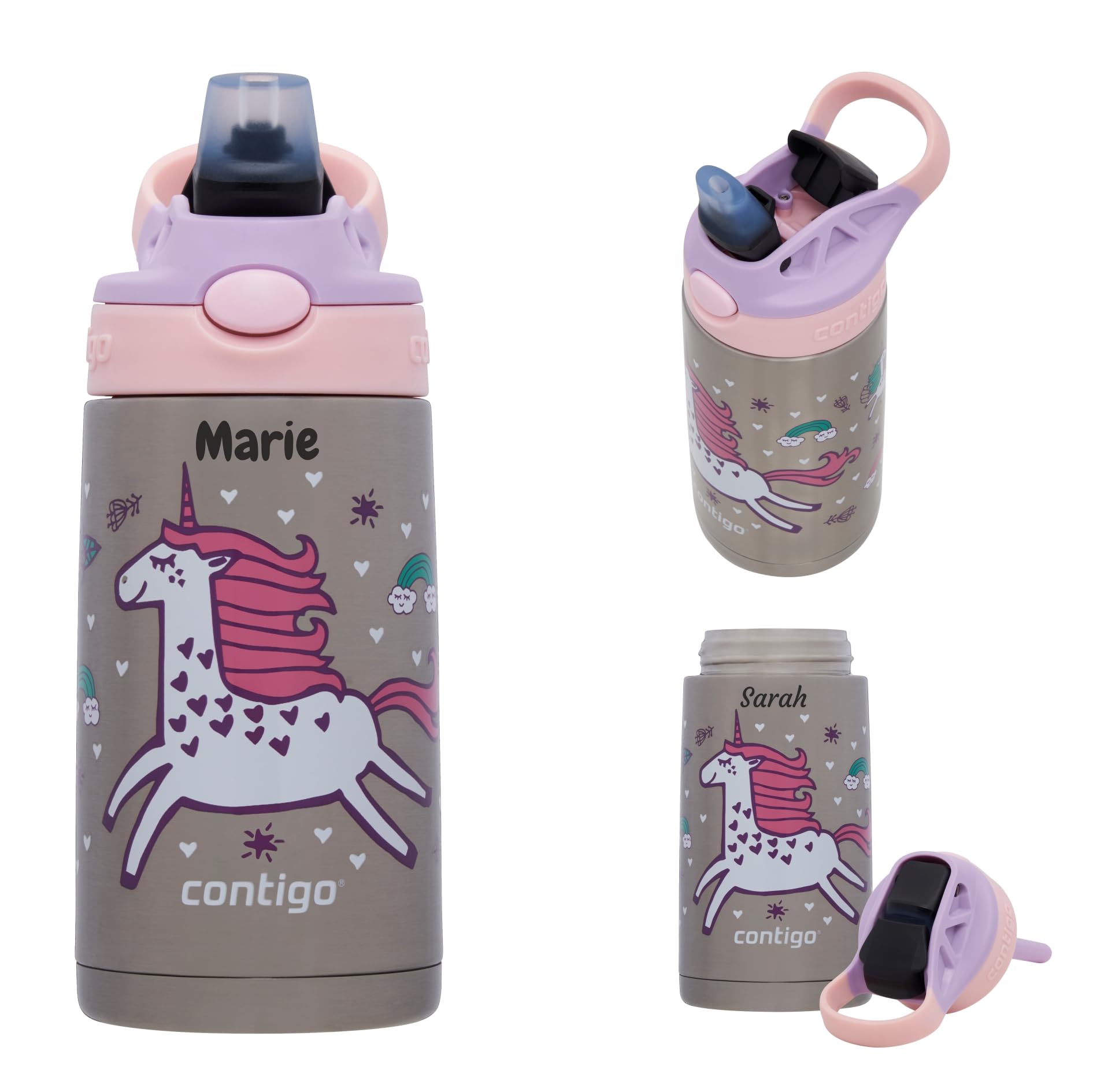 Idée cadeau enfant : gourde isotherme personnalisable Contigo au motif licorne magique