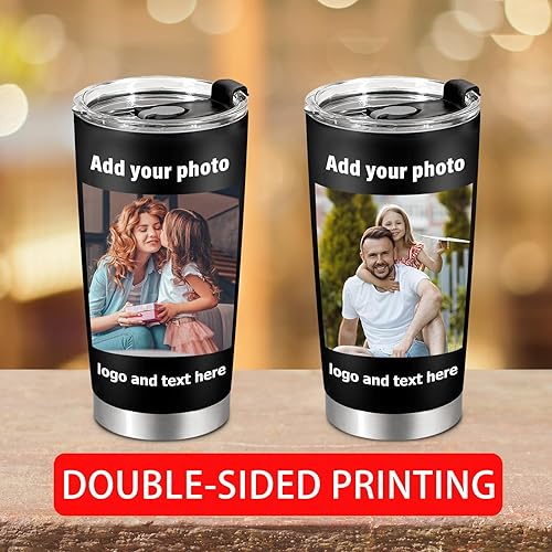 Miniatura 2 de Vaso de café personalizado con texto de imagen, vaso de café aislado de acero inoxidable personalizado de 20 onzas, regalos personalizados para el