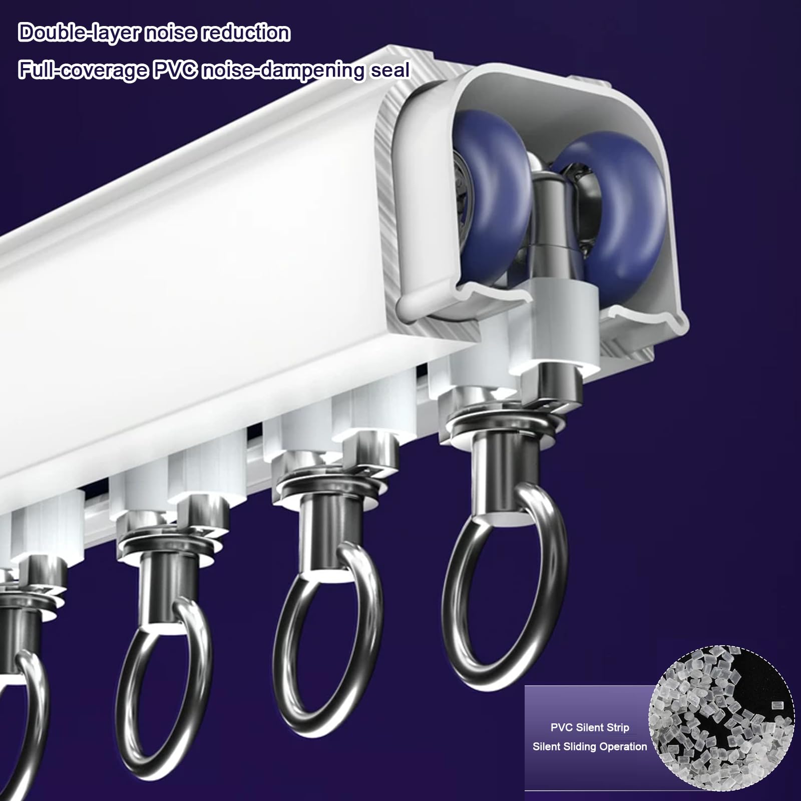 Riel de Cortina de Aluminio Silencioso,Techo o Pared,Ruedas de Rodamiento (4m)