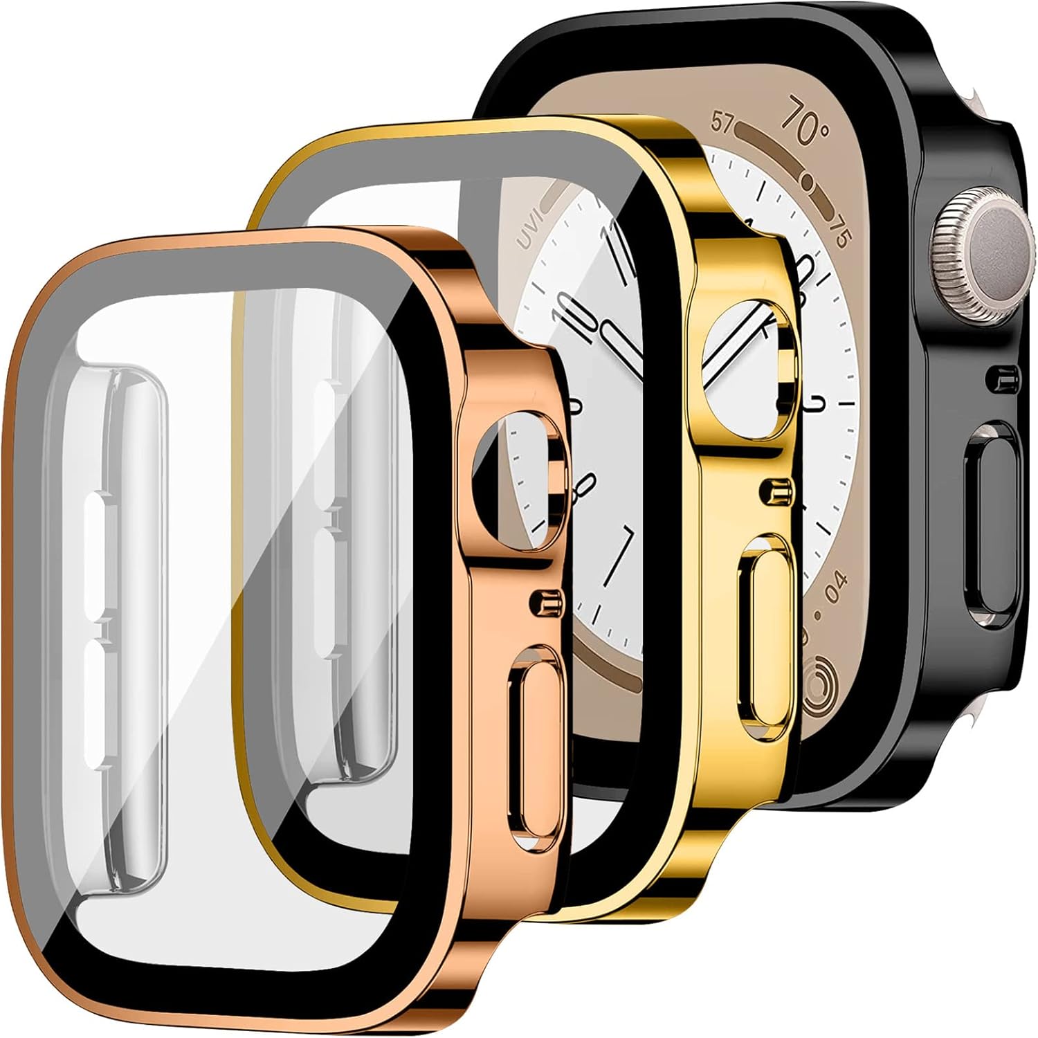 3Pcs for Apple Watch Case 44mm 40mm 45mm 49mm 41mm,Hard Case+Tempered