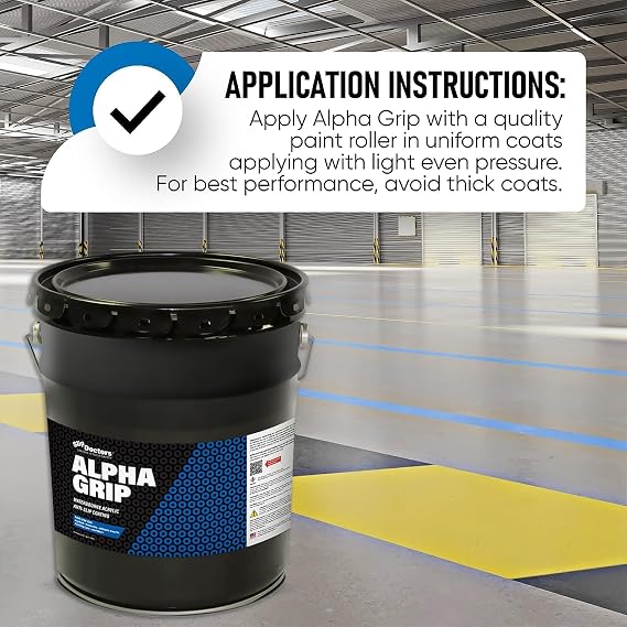 Alpha Grip Non-Slip Paint for Concrete & Asphalt Non-Skid Coating Ideal for Striping Parking Lots, Playgrounds & Pavements (Yellow, 5 Gallon)