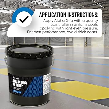 Alpha Grip Non-Slip Paint for Concrete & Asphalt Non-Skid Coating Ideal for Striping Parking Lots, Playgrounds & Pavements (Yellow, 5 Gallon)