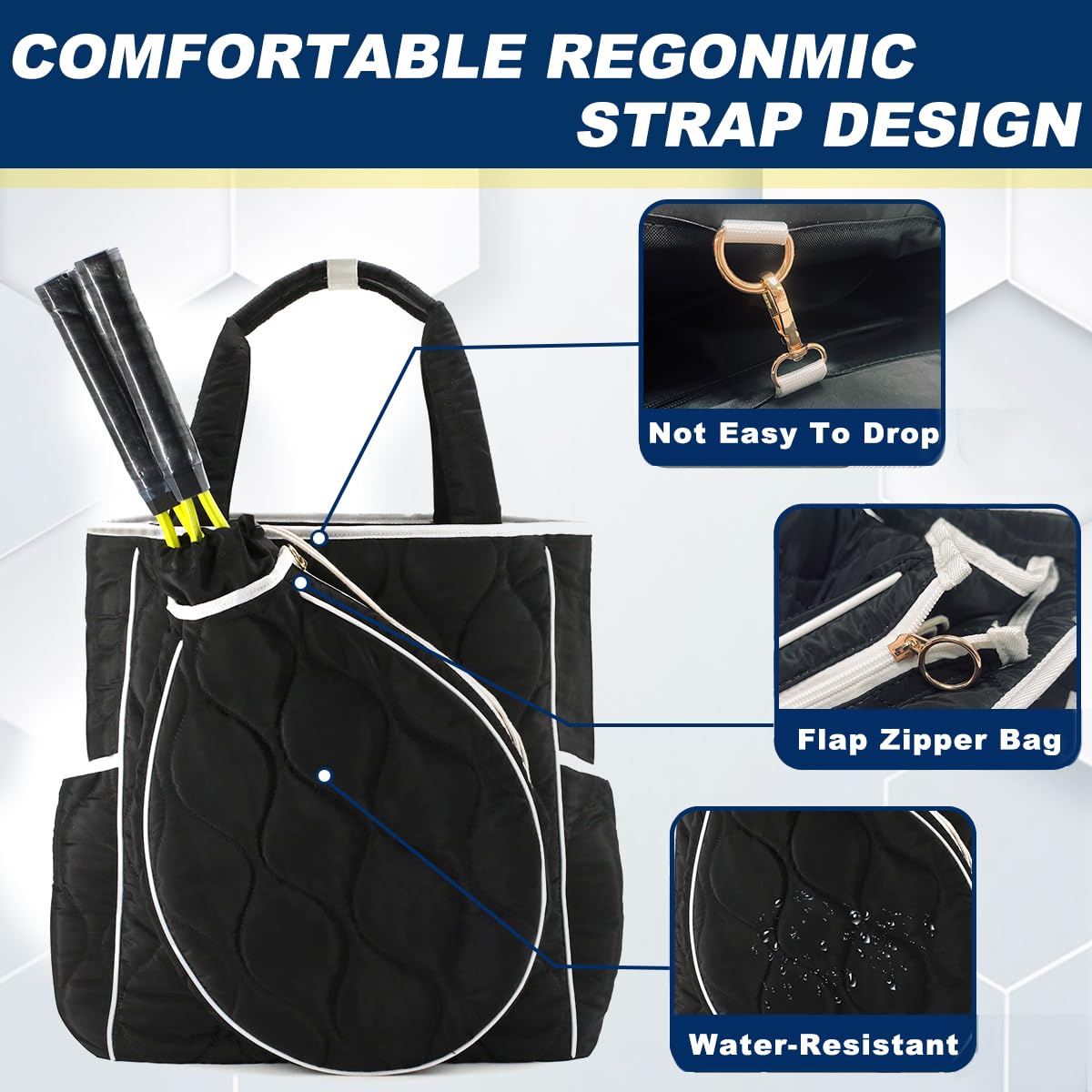 TILDOSAC 2-in-1 Tennis Tote Bag Tennisrucksack Racket Rucksack Tennistasche - Extra-große Quilted Pickleball Racquet Taschen, wasserdicht und leicht für Männer und Frauen