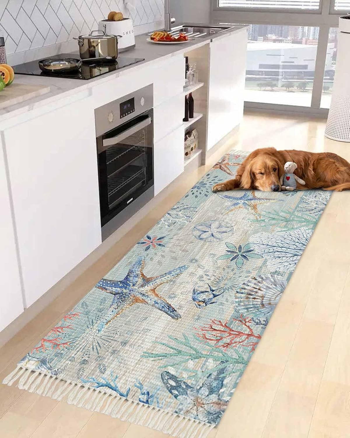 Runner Rug for Hallway 2x4ft, Summer Ocean Seashell
