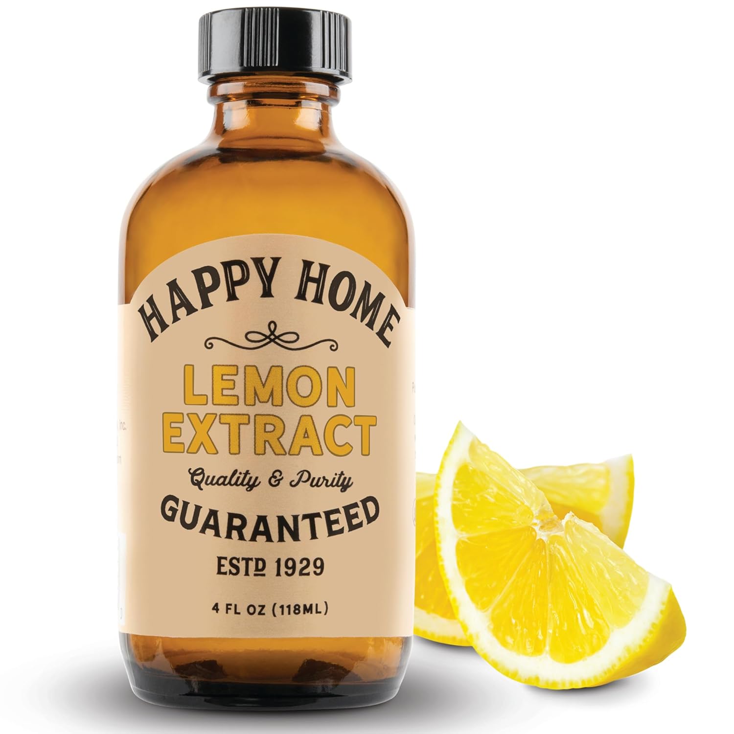 Happy Home Pure Lemon Extract- Certified Kosher, 4 oz. (Pack of 6)