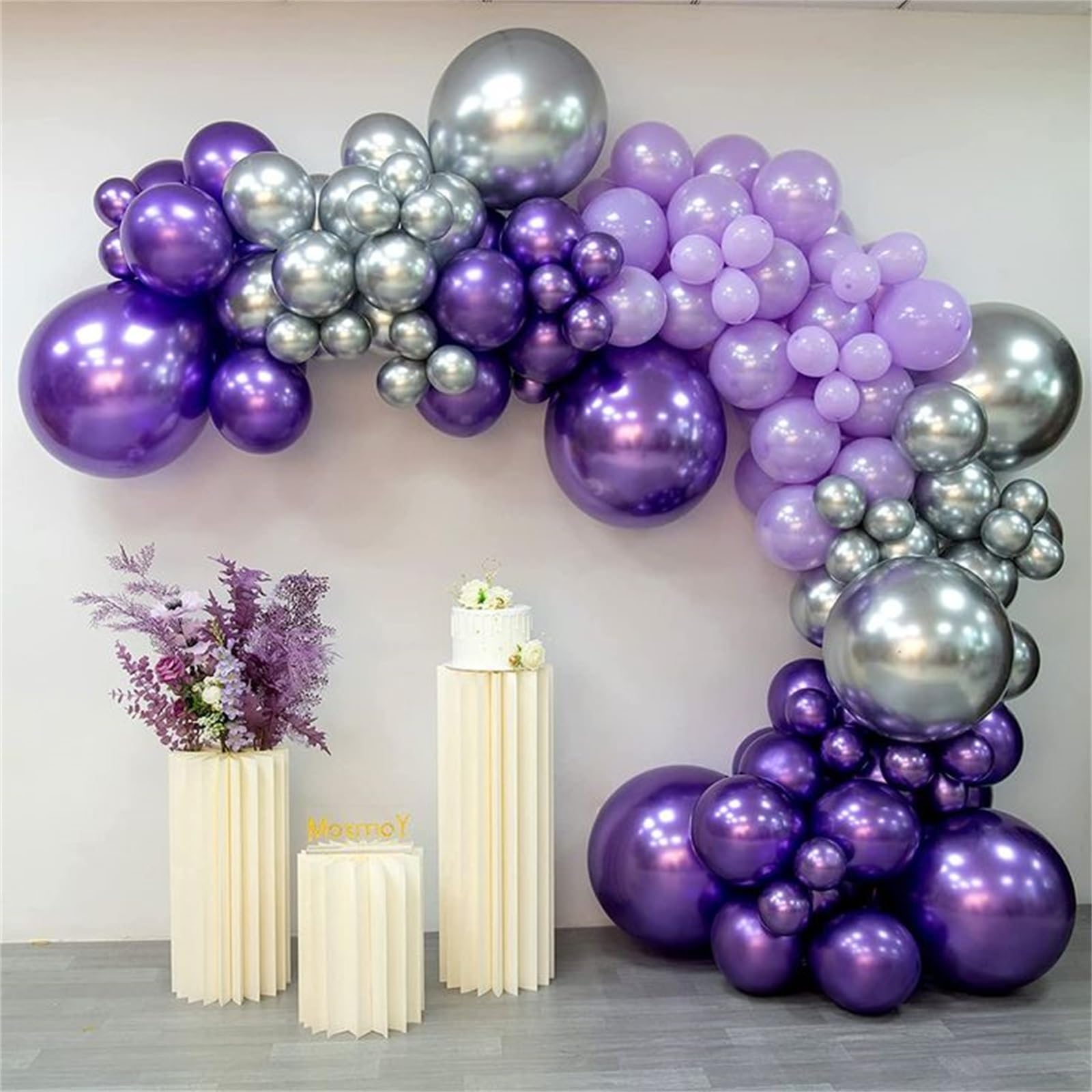 120 Stück Luftballon Girlande Dunke Lila mit 2 Sternballons, Ballons Girlande Pastell Lila und Metallic Lila Silber, Lila Luftballons für Mädchen Frauen Geburtstag Hochzeitstag Babyparty Party Deko