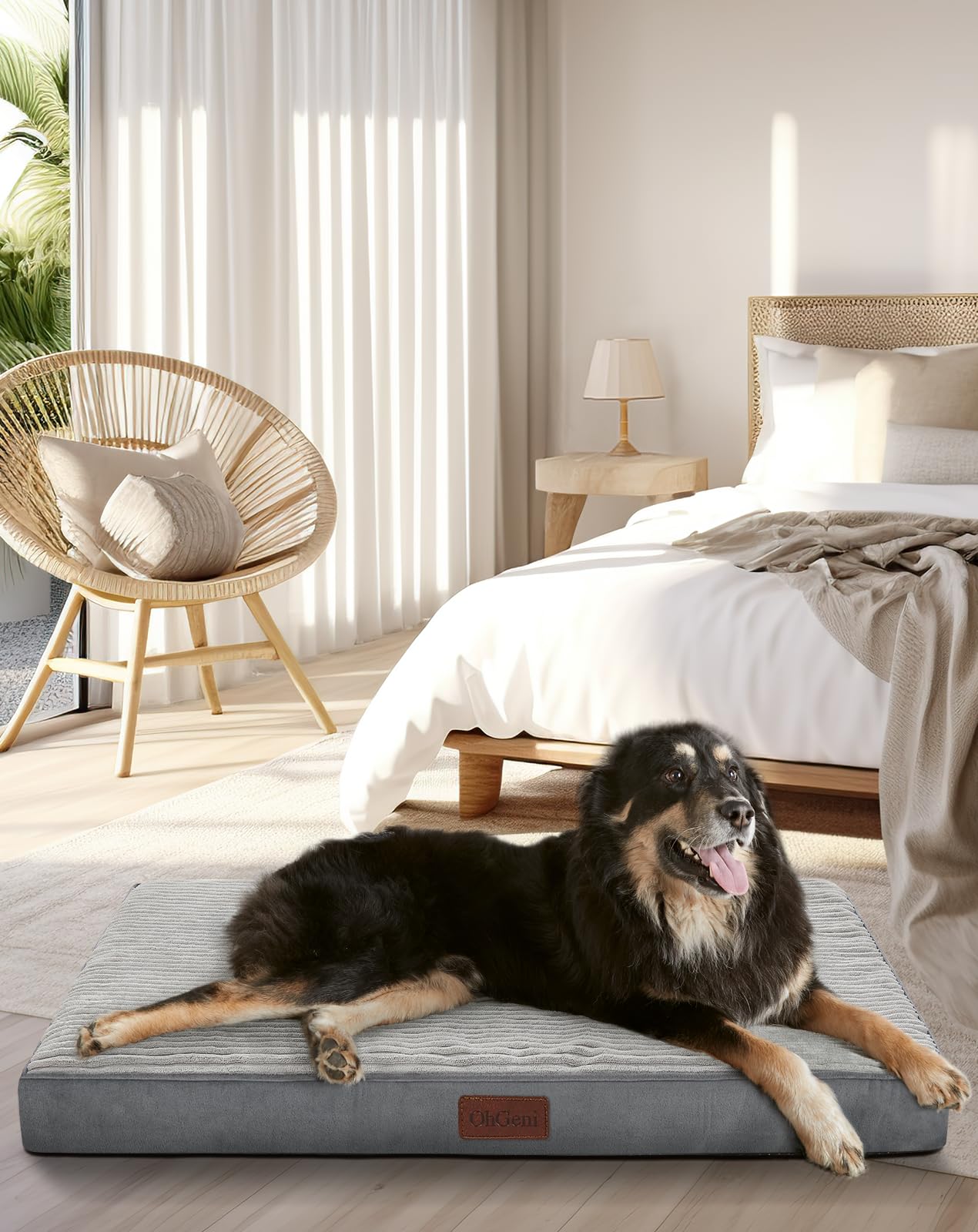 41 Inch Orthopedic Waterproof & Machine Washable Dog Bed with Egg Crate Foam Support, Non-Slip Bottom and Removable Pet Bed Cover for Extra Large, Large, Medium, Small Dogs (Gray)