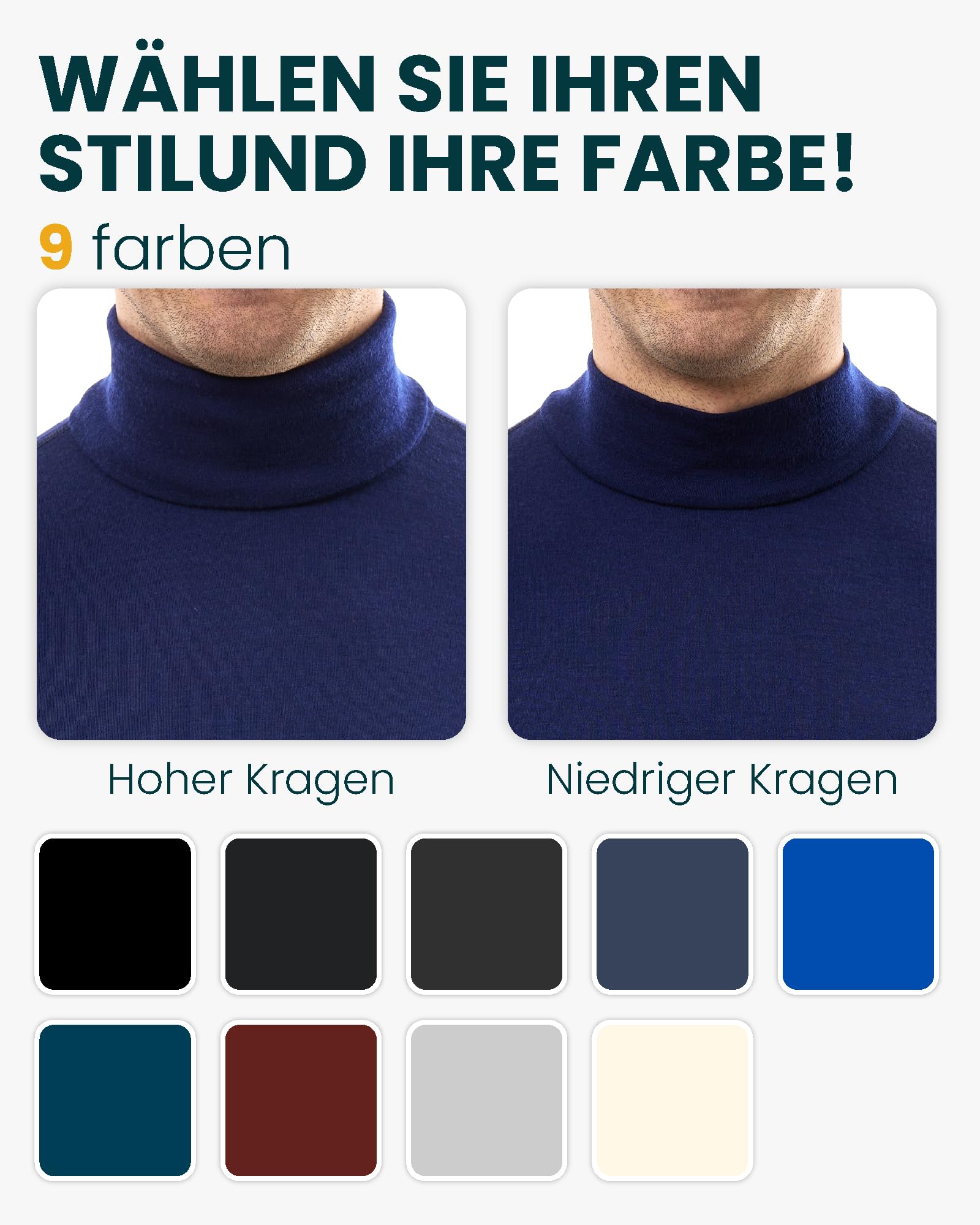 Merino.tech 100% Merino Rollkragenpullover Herren Alltag & Reise + Socken | Merino Shirt Herren Langarm. Kratzfrei, wärmend und feuchtigkeitsableitend Merino Unterwäsche Herren