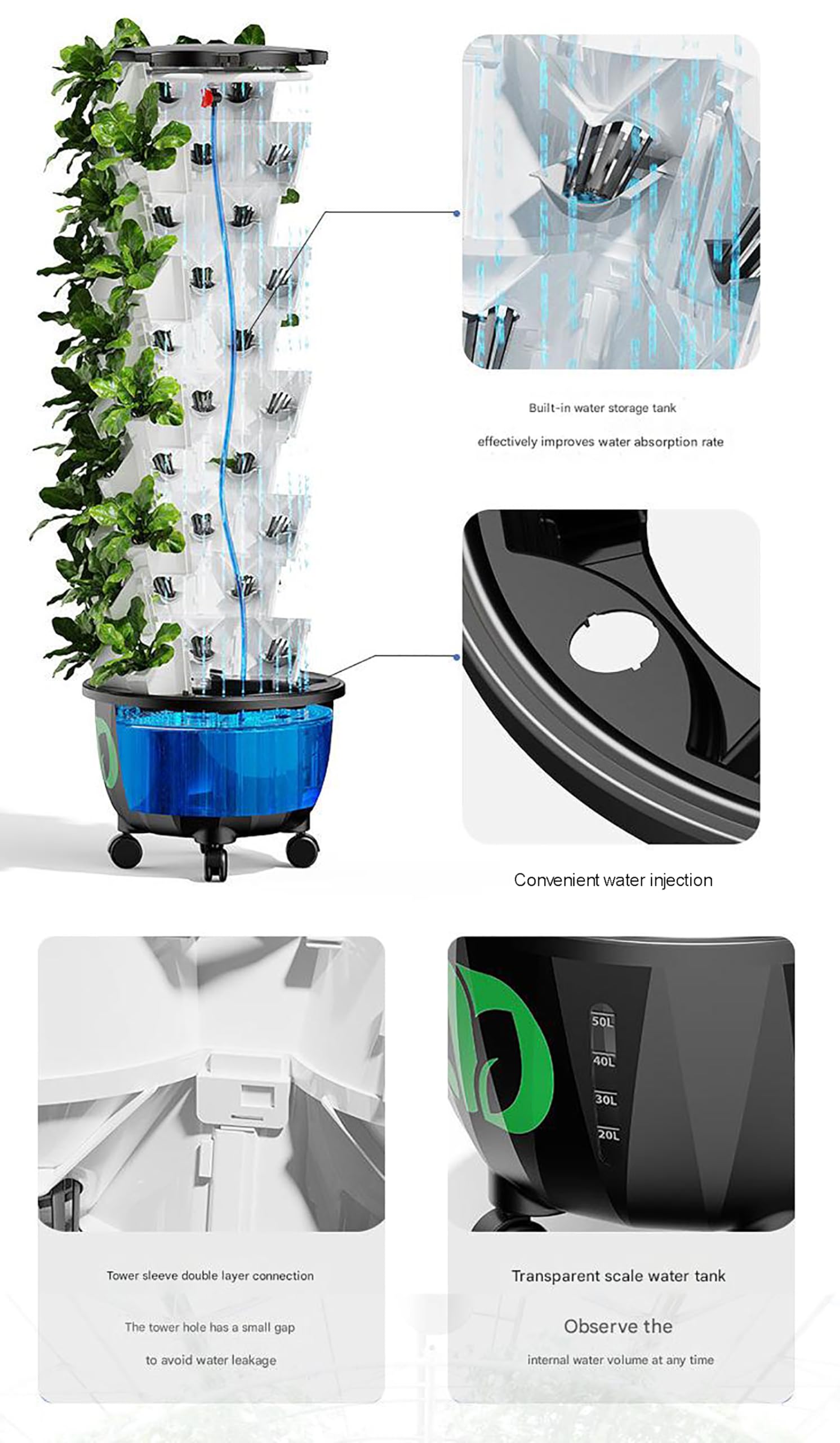 Kit de Sistema de Cultivo hidropónico de 64/80 Plantas, para Hierbas y hortalizas, para Plantas de Interior, para Hierbas sin Tierra, para Aficionados a la jardinería.