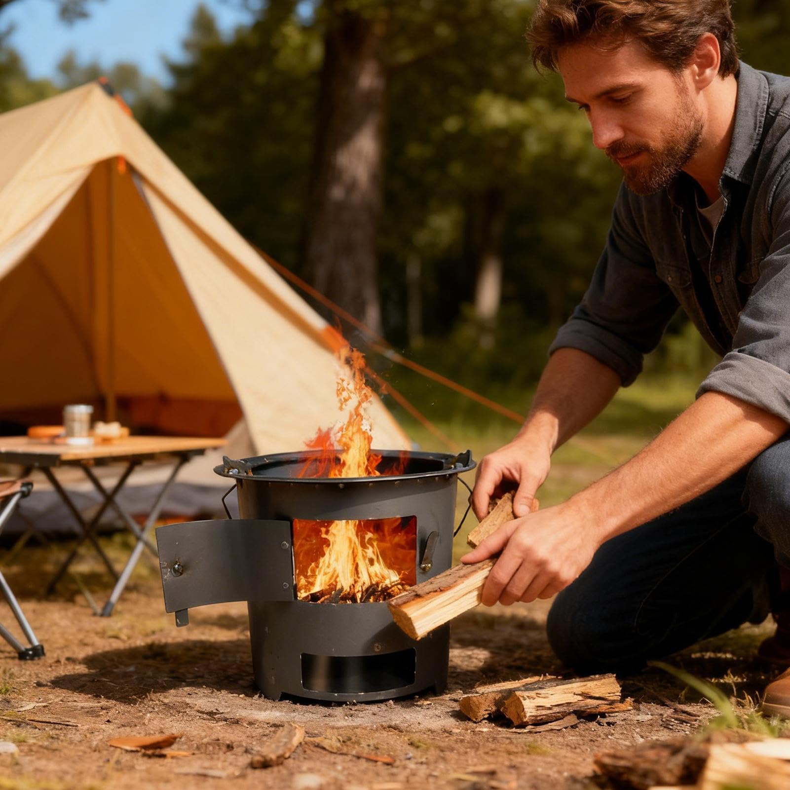 Poêle À Bois Outil De Cuisson Extérieur Avec Poignée