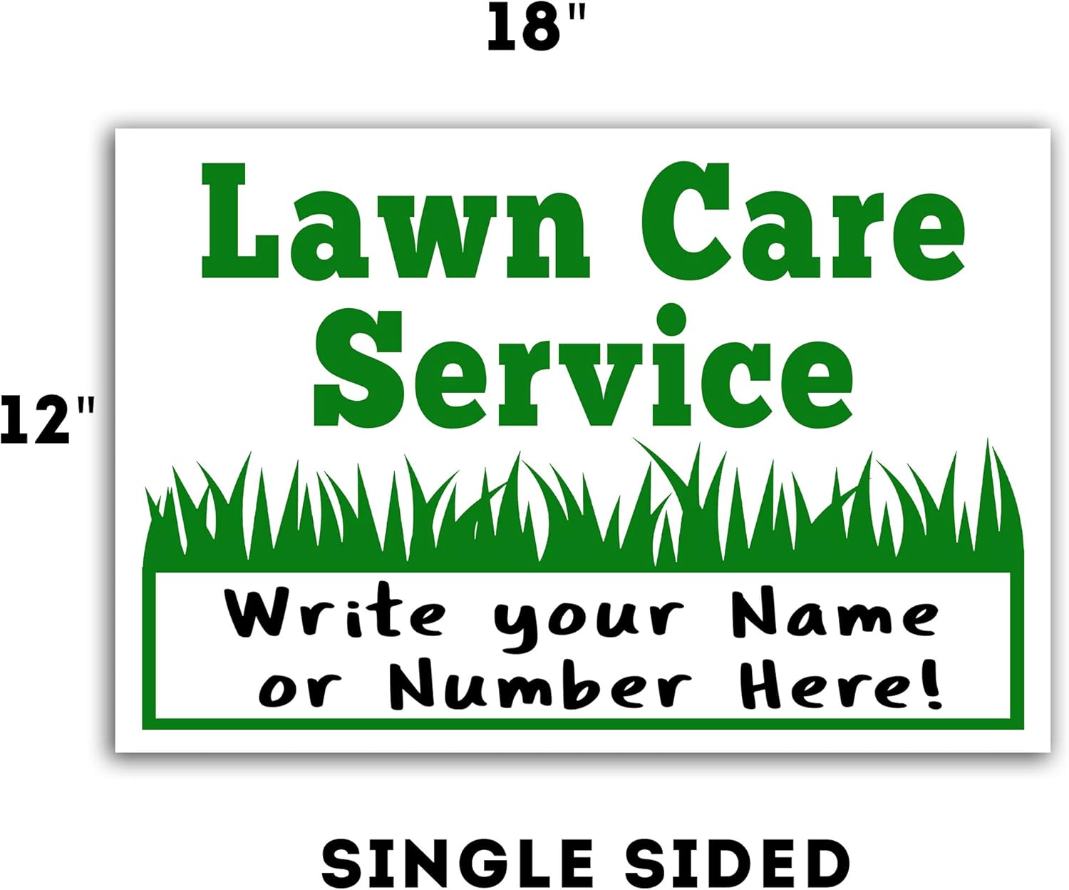 Lawn Care Service Yard Signs, 18"x12" Single-Sided Screen Print, UV-Ink, Waterproof, Durable - Write Your Name or Number - Wholesale, Made in America (25)