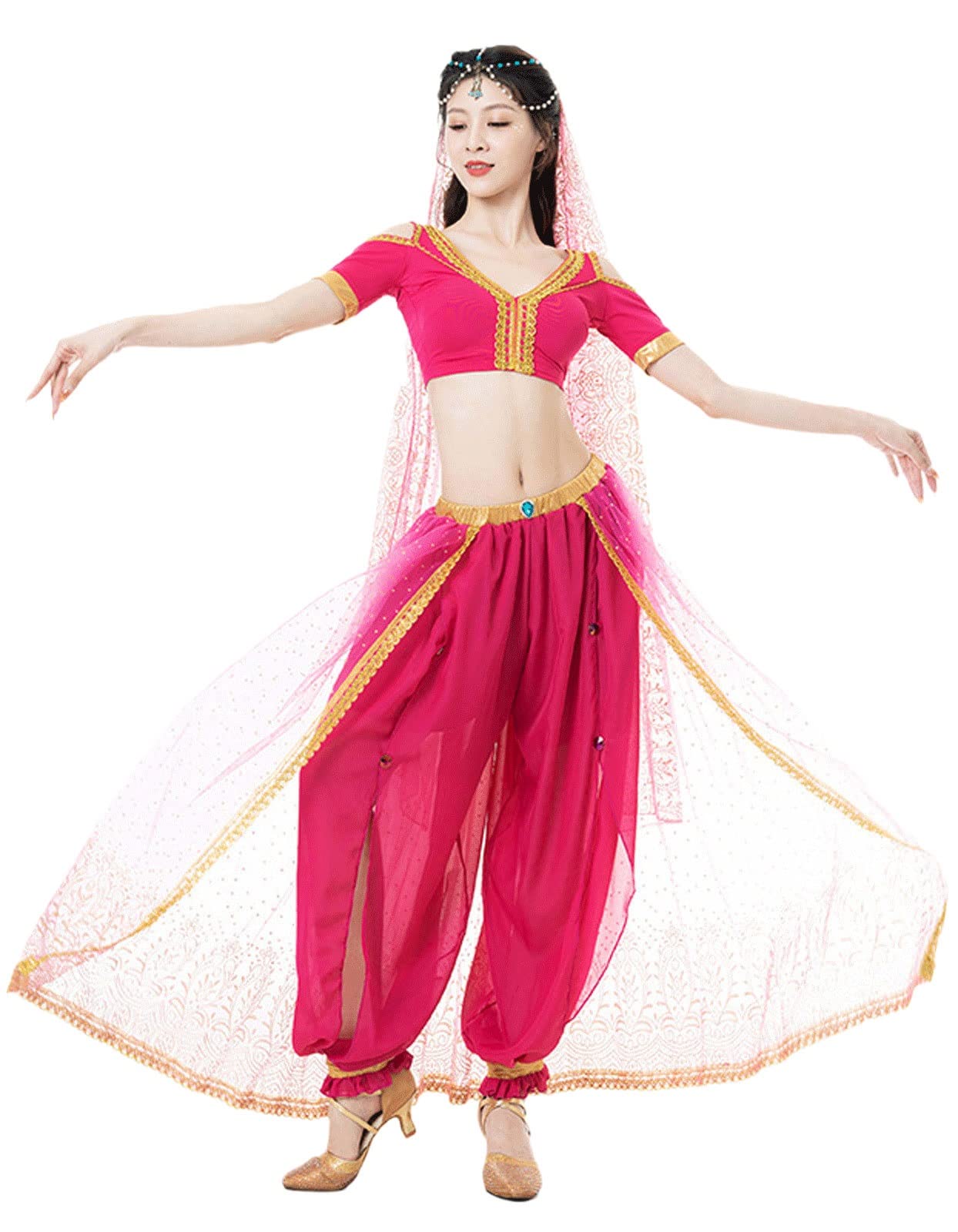 Amazon.co.jp: アラビア王女の衣装インド舞踊刺繍ボリウッド腹衣装