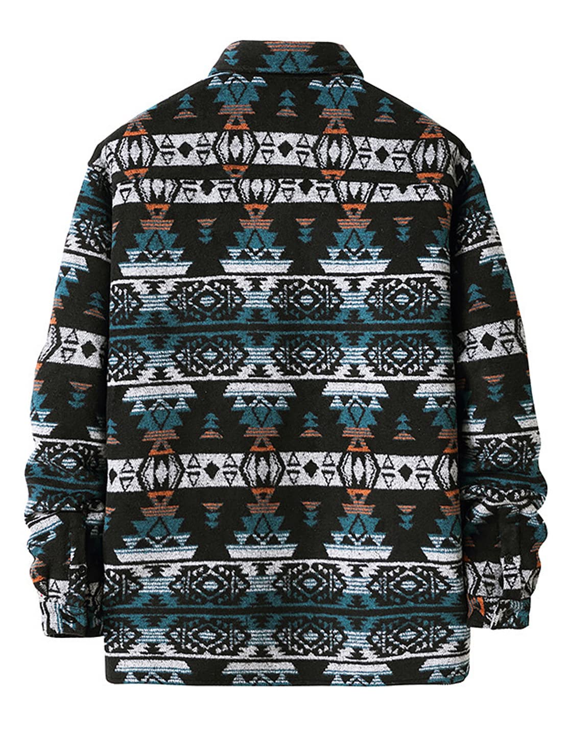 VIEWON Giacca-cappotto western da uomo casual con stampa azteca, maniche lunghe, in lana, leggera, con risvolto e bottoni