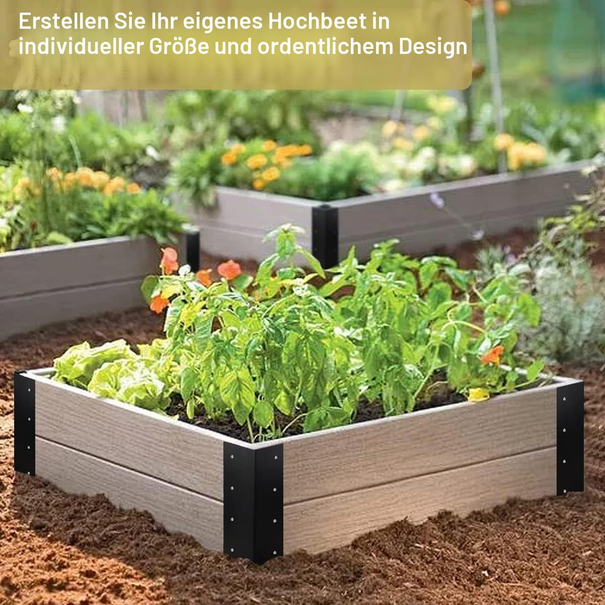 4er-Pack erhöhte Gartenbett-Eckverbinder mit Holzschrauben für 20""-24"" Beet, rostbeständige erhöhte Bett-Eckverbinder Metall-Verbinder 28 cm x 7,6 cm x 7,6 cm für Gemüse-Pflanzbeet Garten