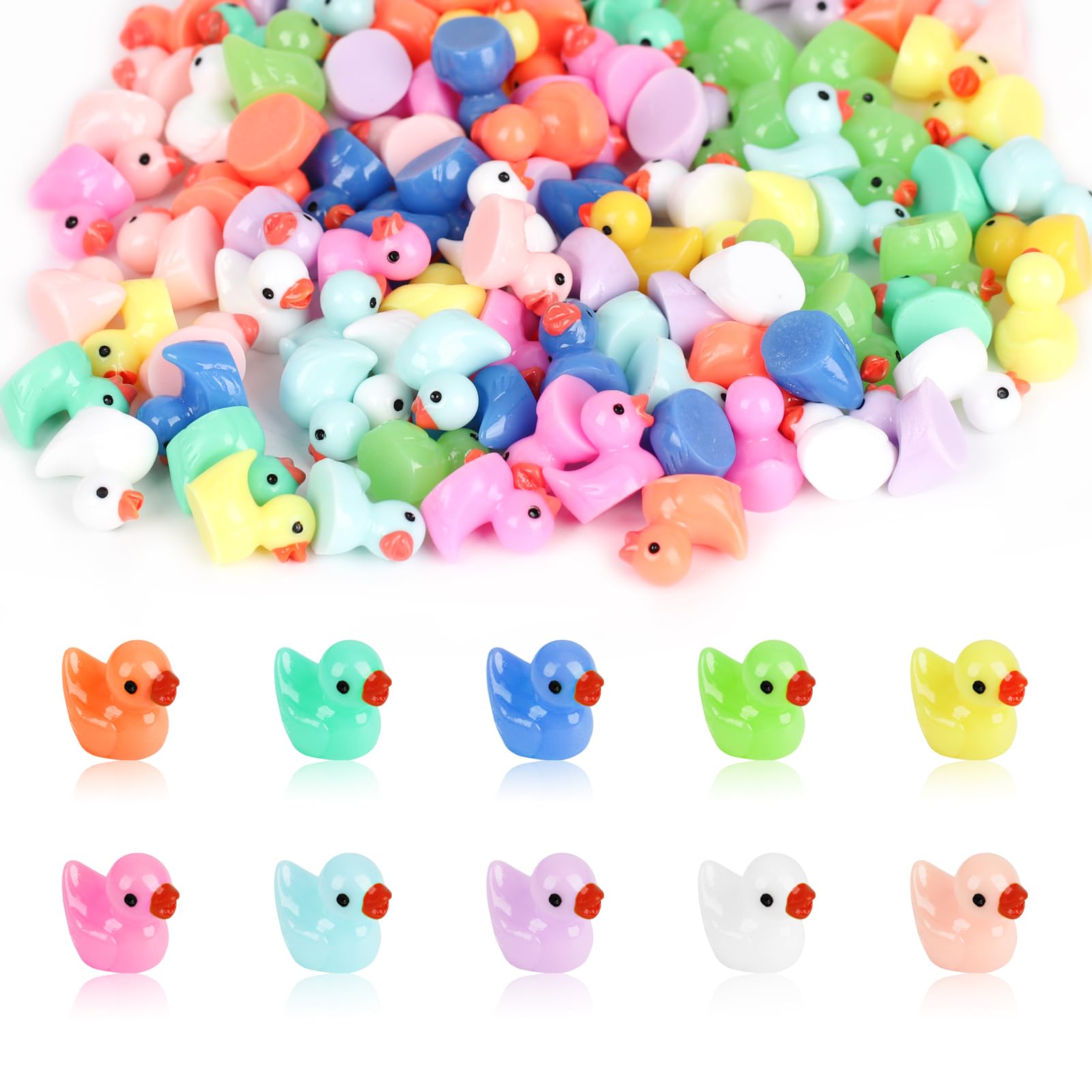 100 Mini Canards En Résine Colorés - Déco Pour Aquariums, Maisons De Poupée, Jardins Miniatures, Bricolage DIY