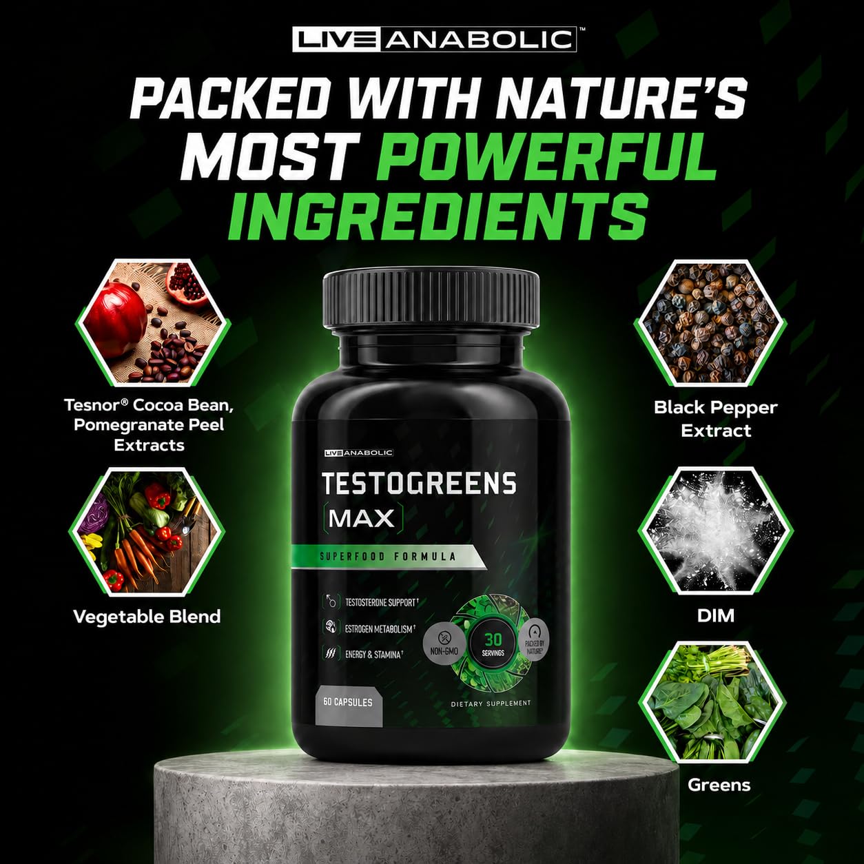 Live Anabolic TestoGreens Max Men's Greens Supplement, Hormone Support — Amazon image 9