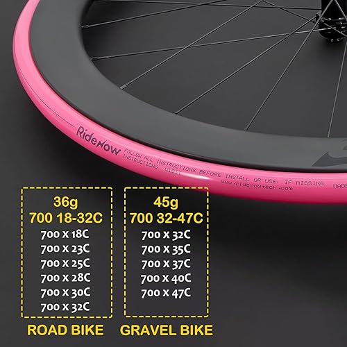 Miniatura 4 de Paquete de 2 tubos interiores Ridenow de TPU ultraligeros 700 x 18-32c32-47c con válvulas Presta de 1.772 in2.559 in3.346 in para bicicleta de