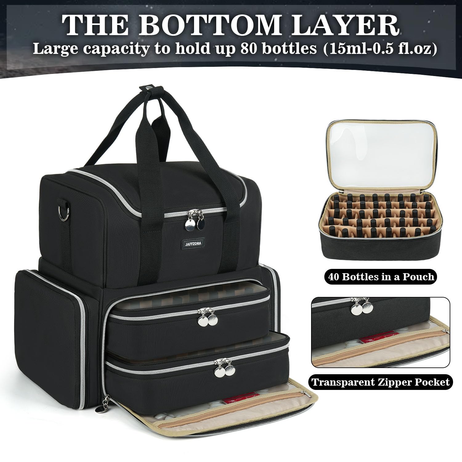 Estuche Organizador de Esmalte de uñas, Organizador de uñas de Doble Capa y Almacenamiento, Bolsa de Transporte de Suministros de uñas de Viaje para tecnología de Arte de uñas y Herramientas de
