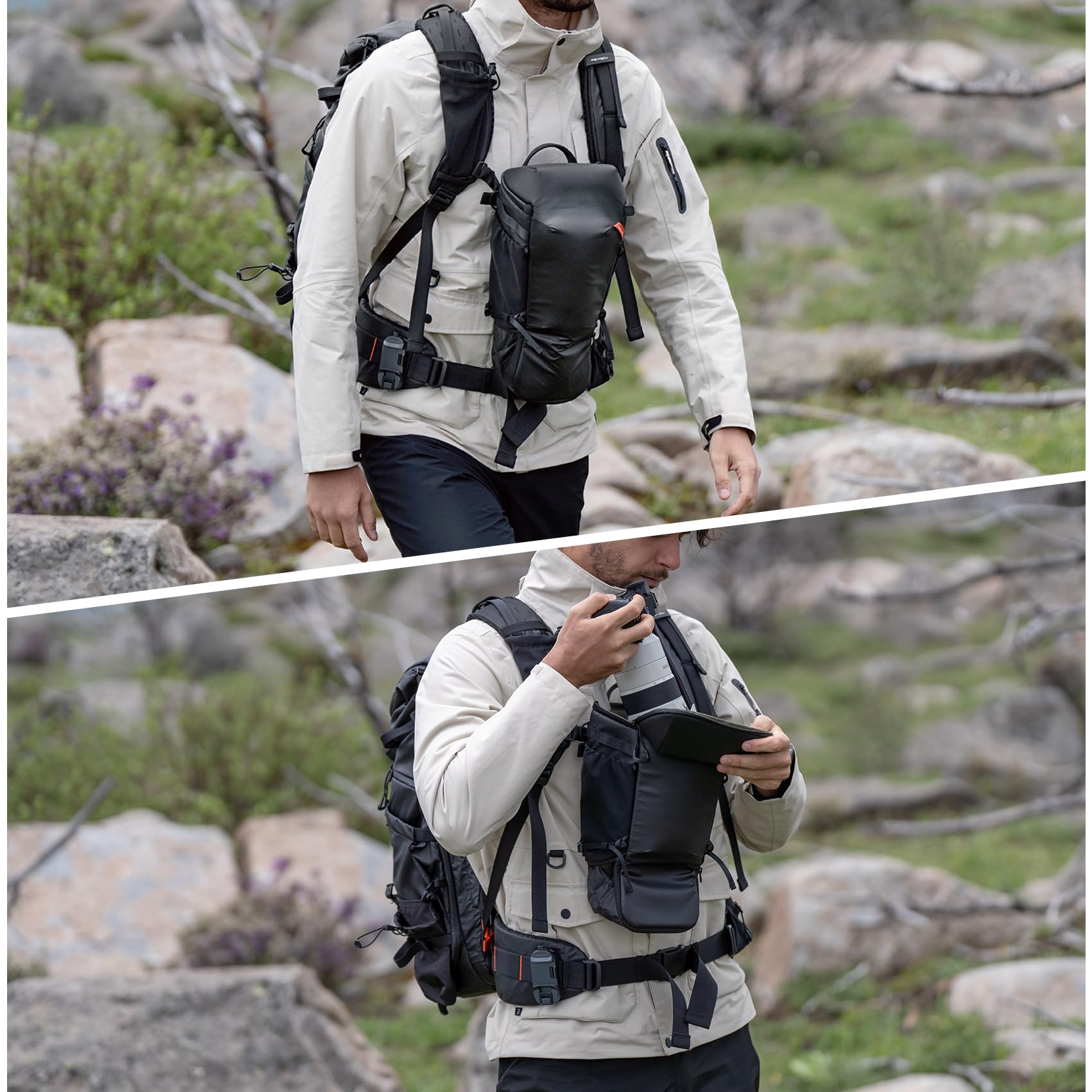 PGYTECH Kameratasche Klein mit Verstellbarem Schultergurt, Bauchtasche Umhängetasche mit zusätzlichen erweiterbaren Taschen,Kompatibel mit Nikon/Canon/Sony/DSLR/SLR/Spiegellose Kameras und Objektive