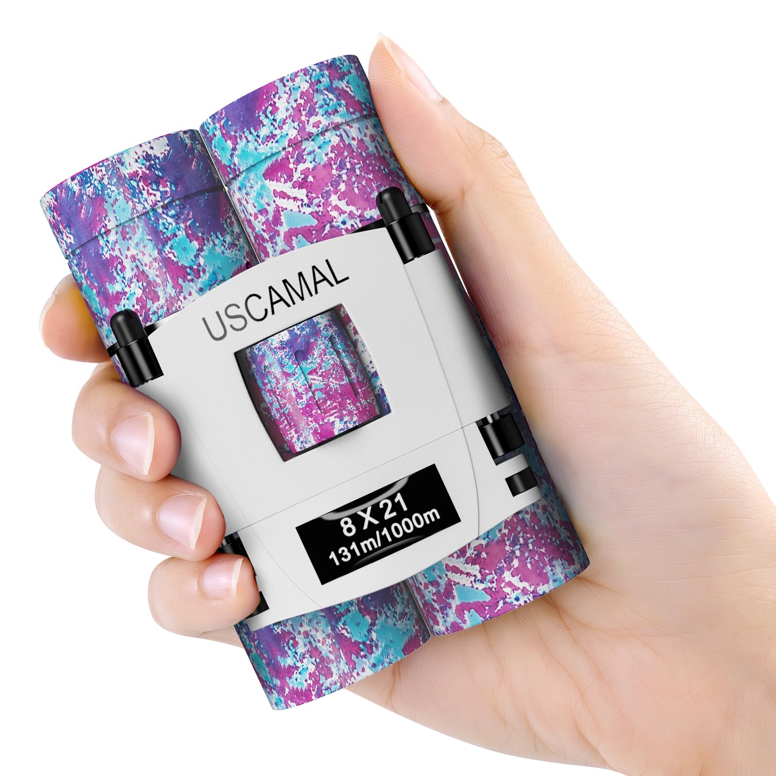 USCAMEL Compact Binoculars for Adults Kids: 8x21 Mini Binoculars Bak4 Prism - for Bird Watching Travel Camping Hunting (Blue and Red)