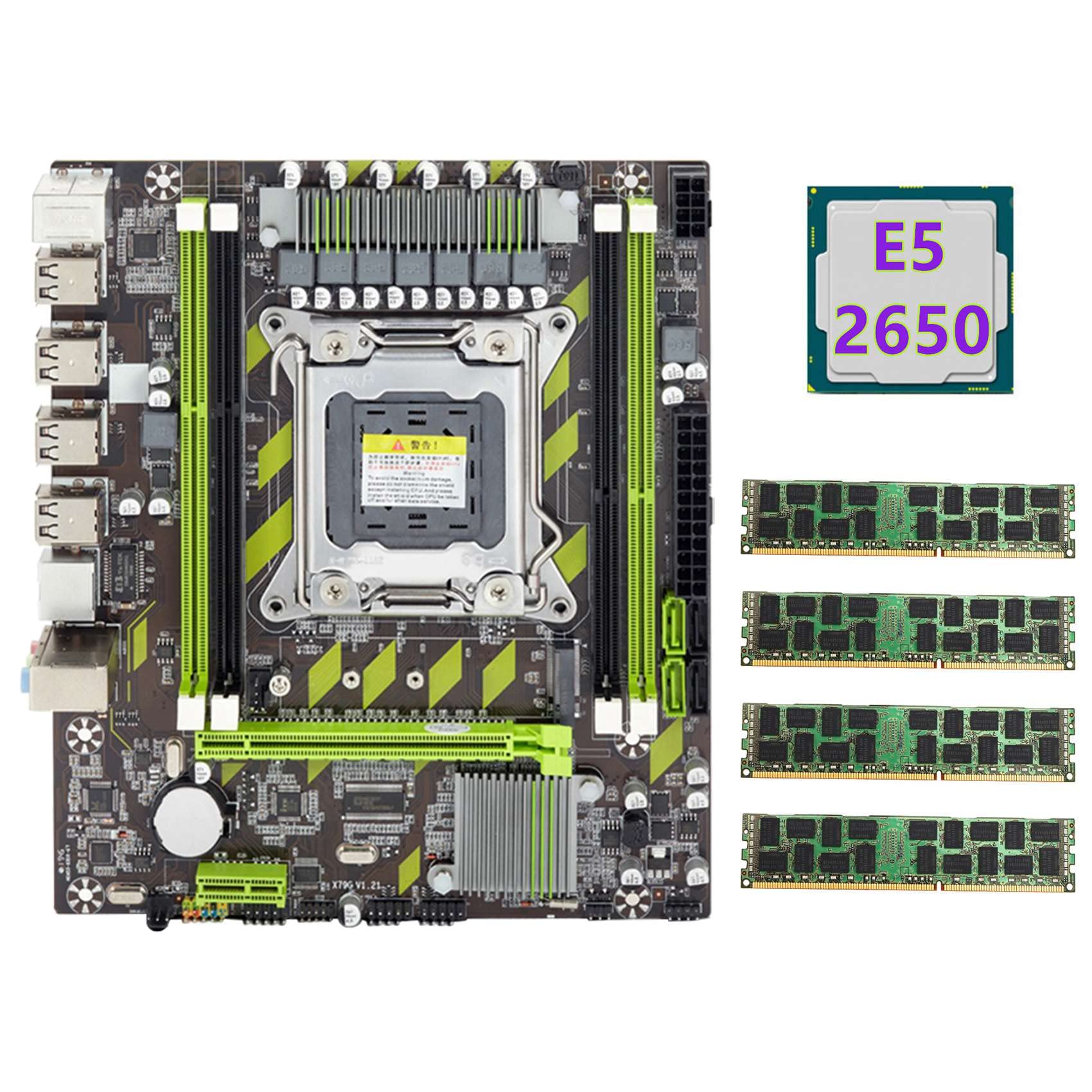Scheda madre X79+E5 2650 CPU 4X4GB DDR3 1600 Mhz REG ECC Memoria RAM Set LGA 2011 M.2 NVME Scheda madre