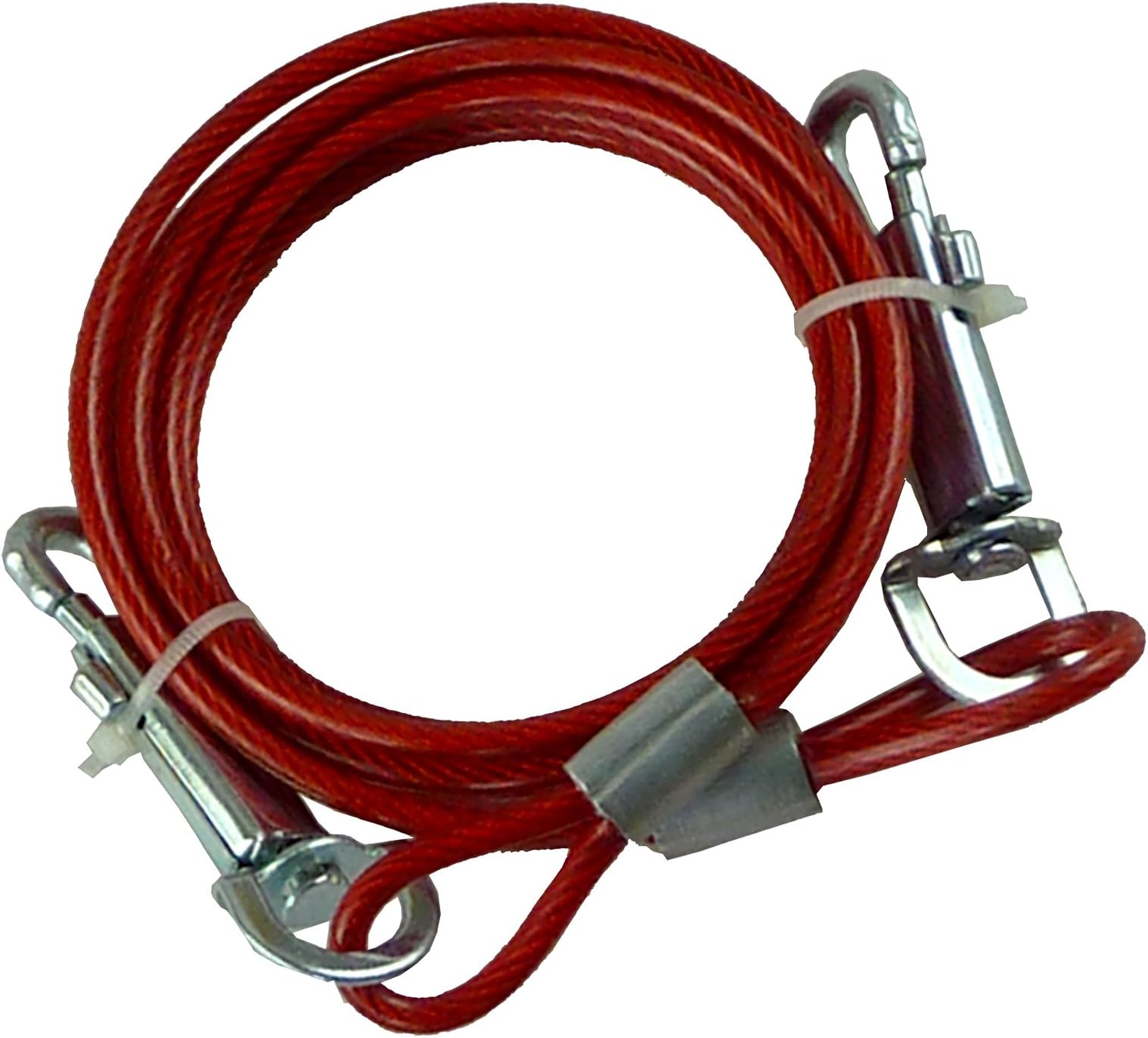 Dog Tie Out Cable Leash - Collar Extension Lead (Red)