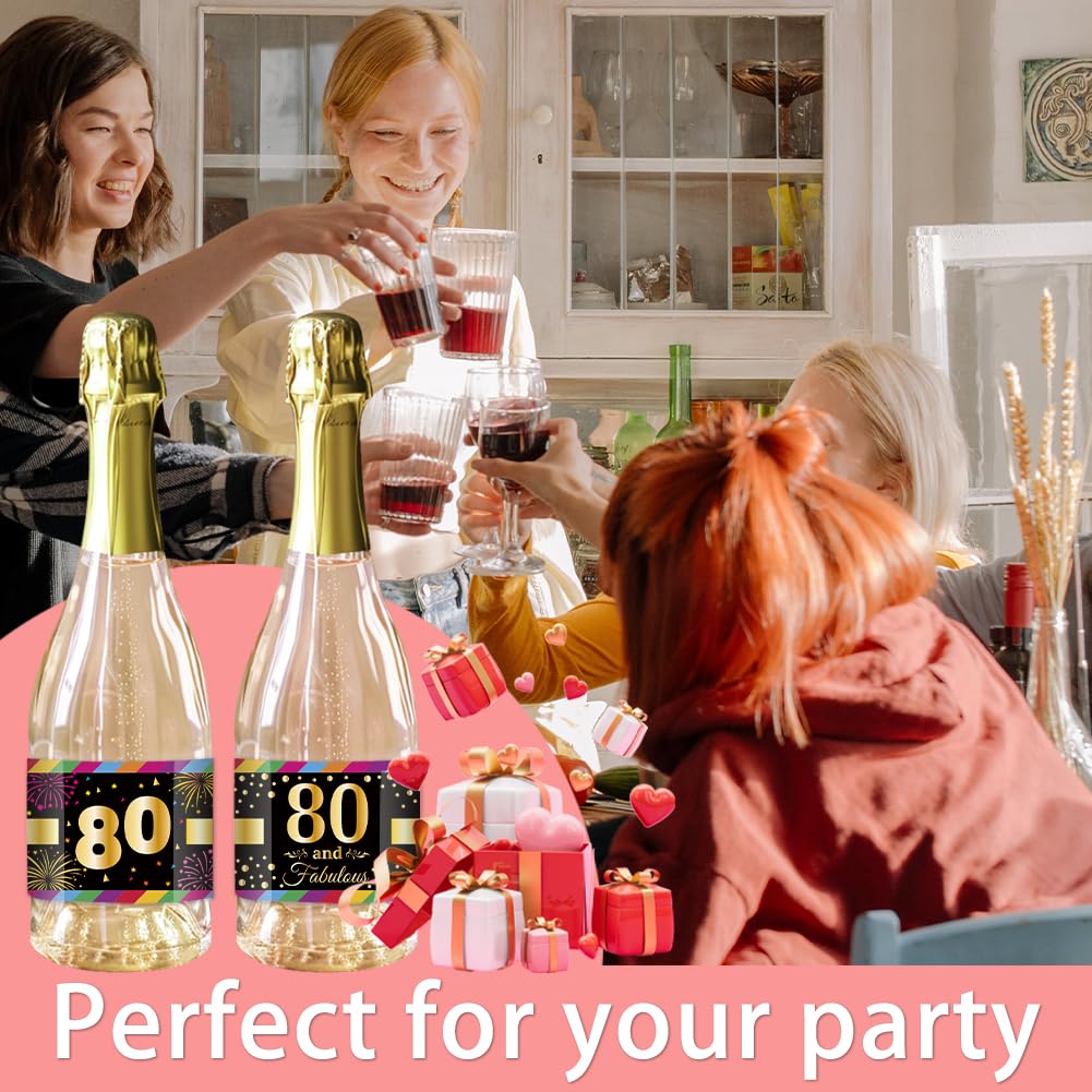 PH PandaHall 40 pz. Etichette per Bottiglie di Vino 80 compleanno, Adesivi per Bottiglie di Anniversario di Compleanno di 80 traguardo Etichette Adesive Impermeabili, 9x5cm