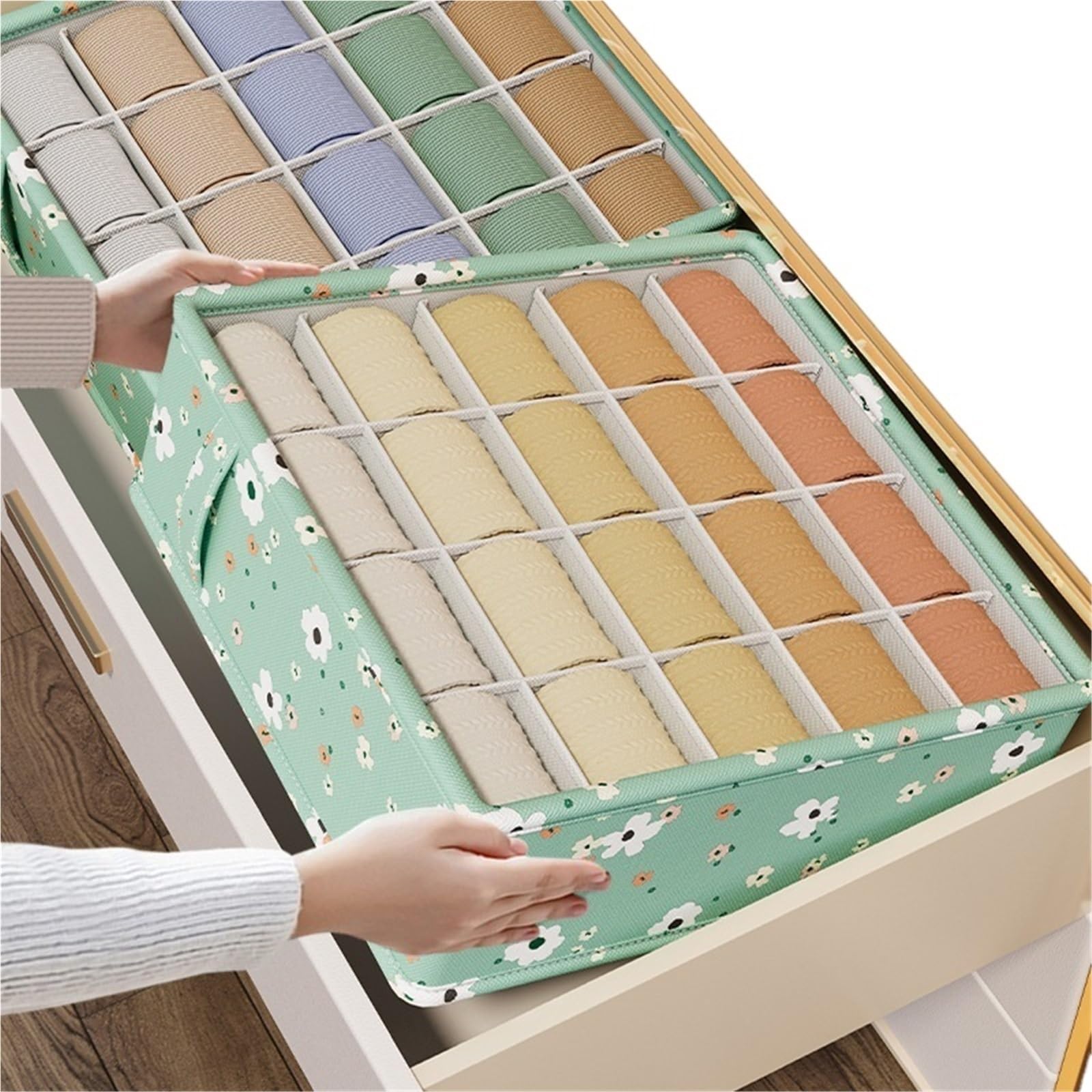 Pudełko do przechowywania bielizny, Organizer na bieliznę Pudełko do klasyfikacji skarpetek Składana komora szuflady(Big 6 grids 2pcs)