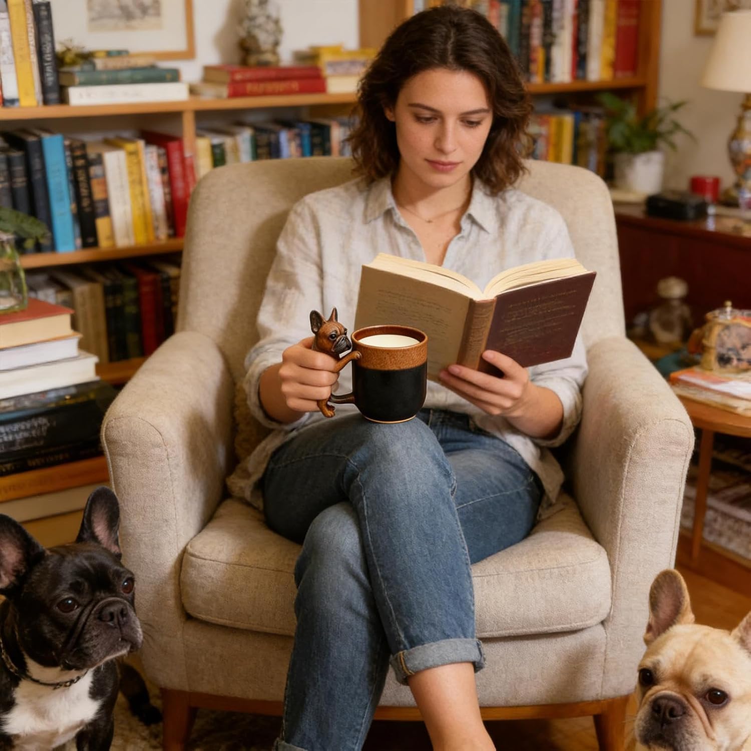 Coffee Mug - 3D Dog Shaped Drinking Cup,Desktop Beverage Mug | for Milk Coffee Tea Espresso Home Office Cafe Dining Room Bedroom