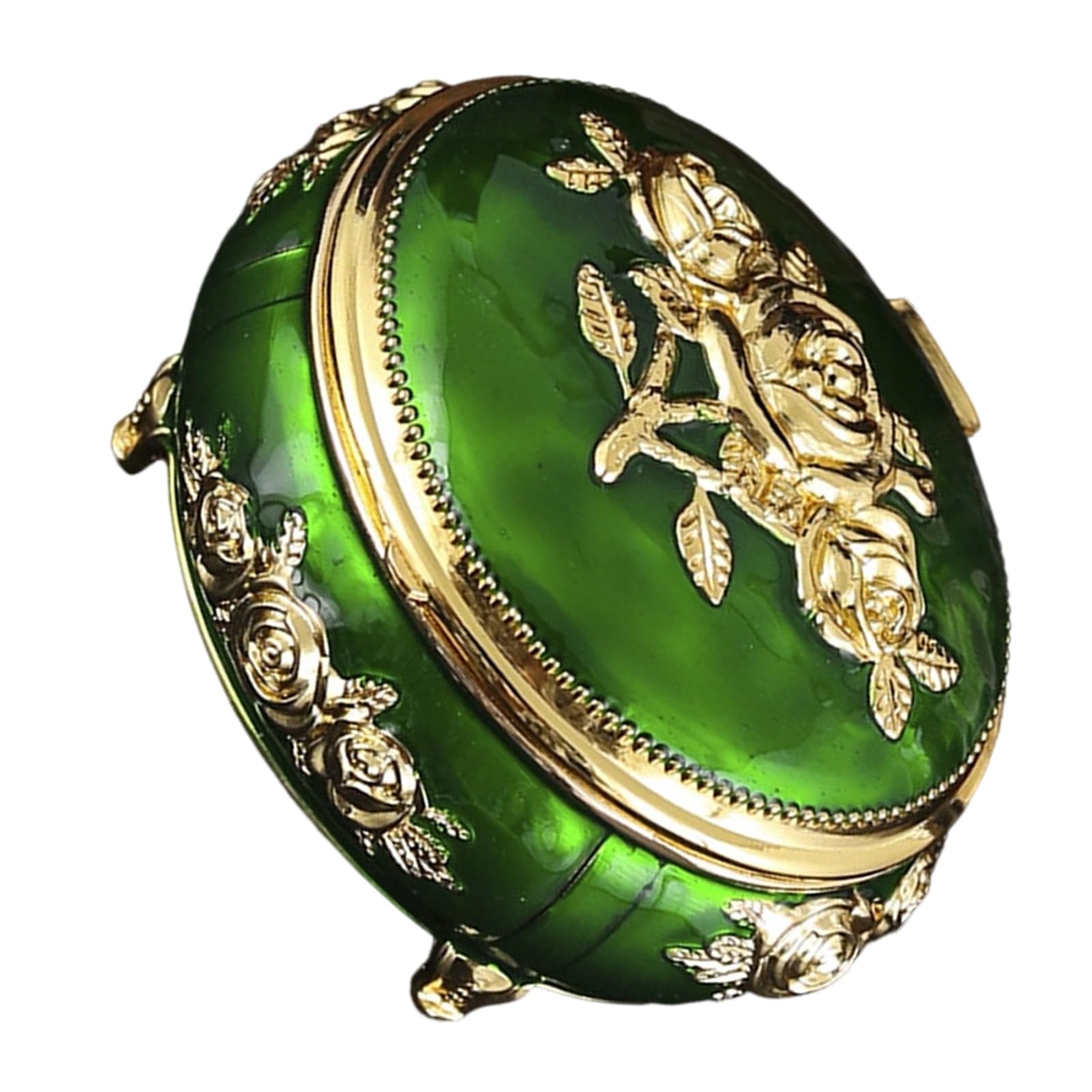 PANGBOER Antique Styles Alloy Storage Box with Colorful Enameled Flowers and Crystals Decorations Antique Jewelry Box with Diamonds