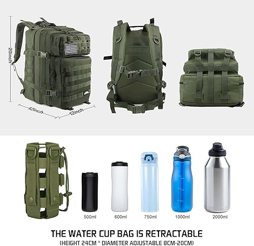 Miniatura 6 de CtopxCone Mochila táctica militar 45L, verde01, Mochilas de mochila