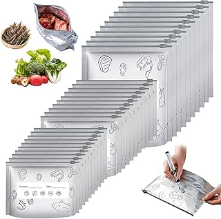 120 Stück Gefrierbeutel Zipper, Wiederverwendbare Verschließbare Aufbewahrungsbeutel aus Aluminiumfolie, für Fleisch Meeresfrüchte Gemüse Lebensmittellagerbehälter